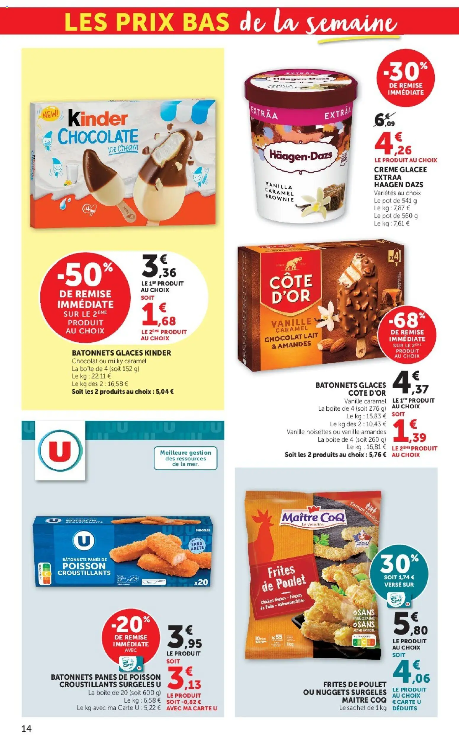 {H1} | Page: 14 | Produits: Nuggets, Frites, Poulet, Amandes