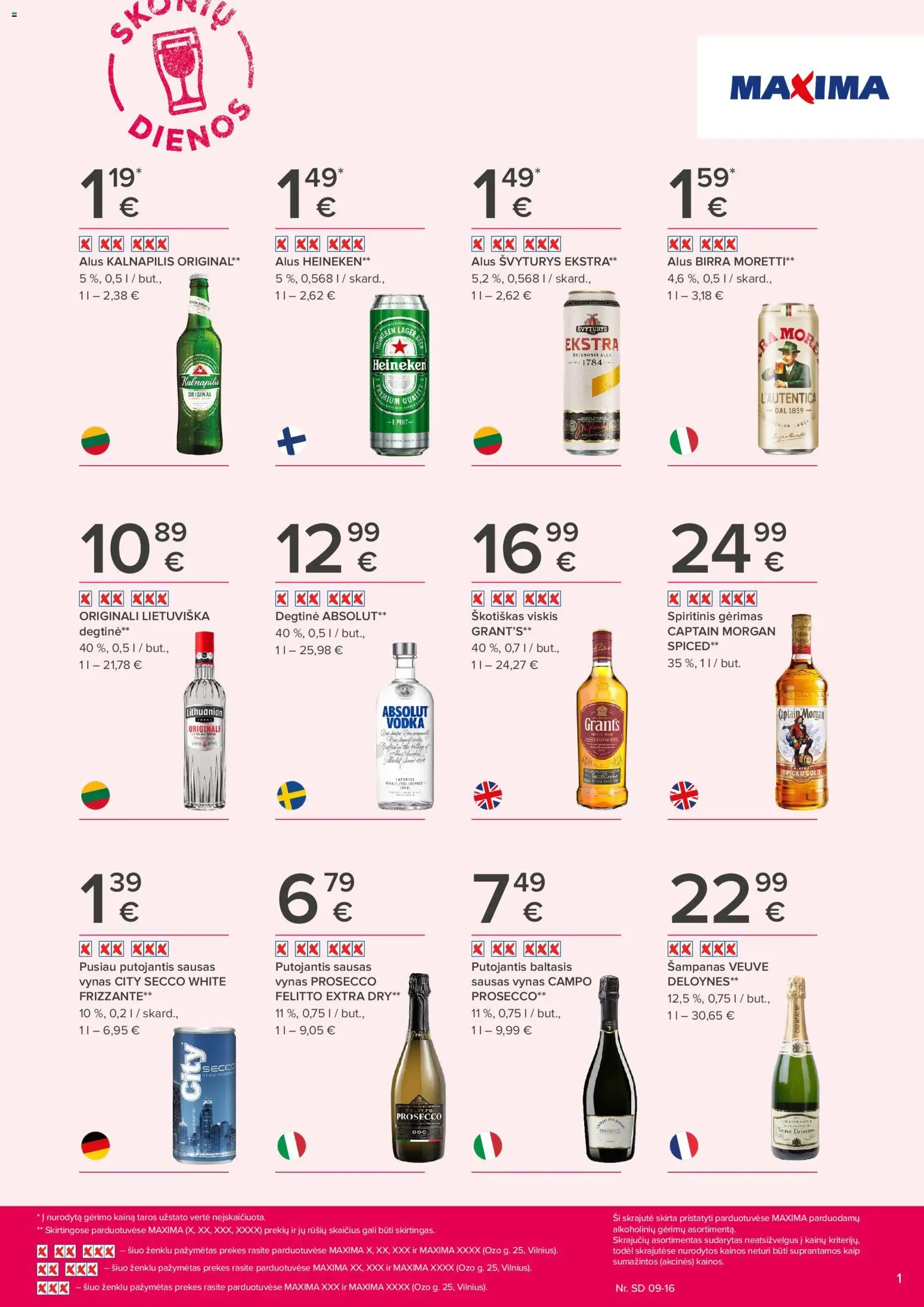 MAXIMA akcijos nuo 2026.09.03 | Puslapis: 1 | Prekių: Degtinė, Viskis, Vynas, Alus