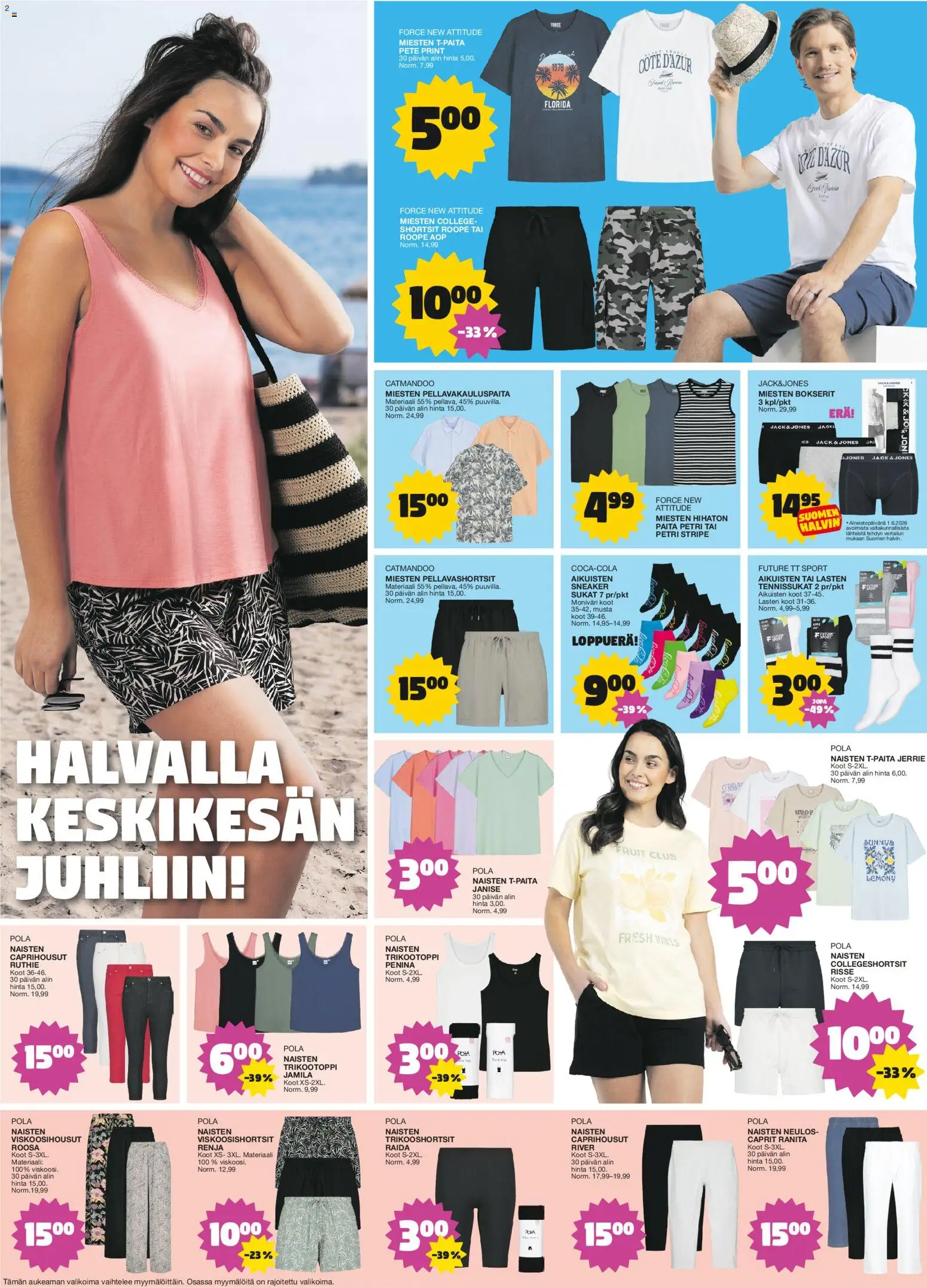 Tokmanni tarjoukset – voimassa 15.06.2026 alkaen | Sivu: 2 | Tuotteet: Paita, T-paita, Shortsit, Sukat