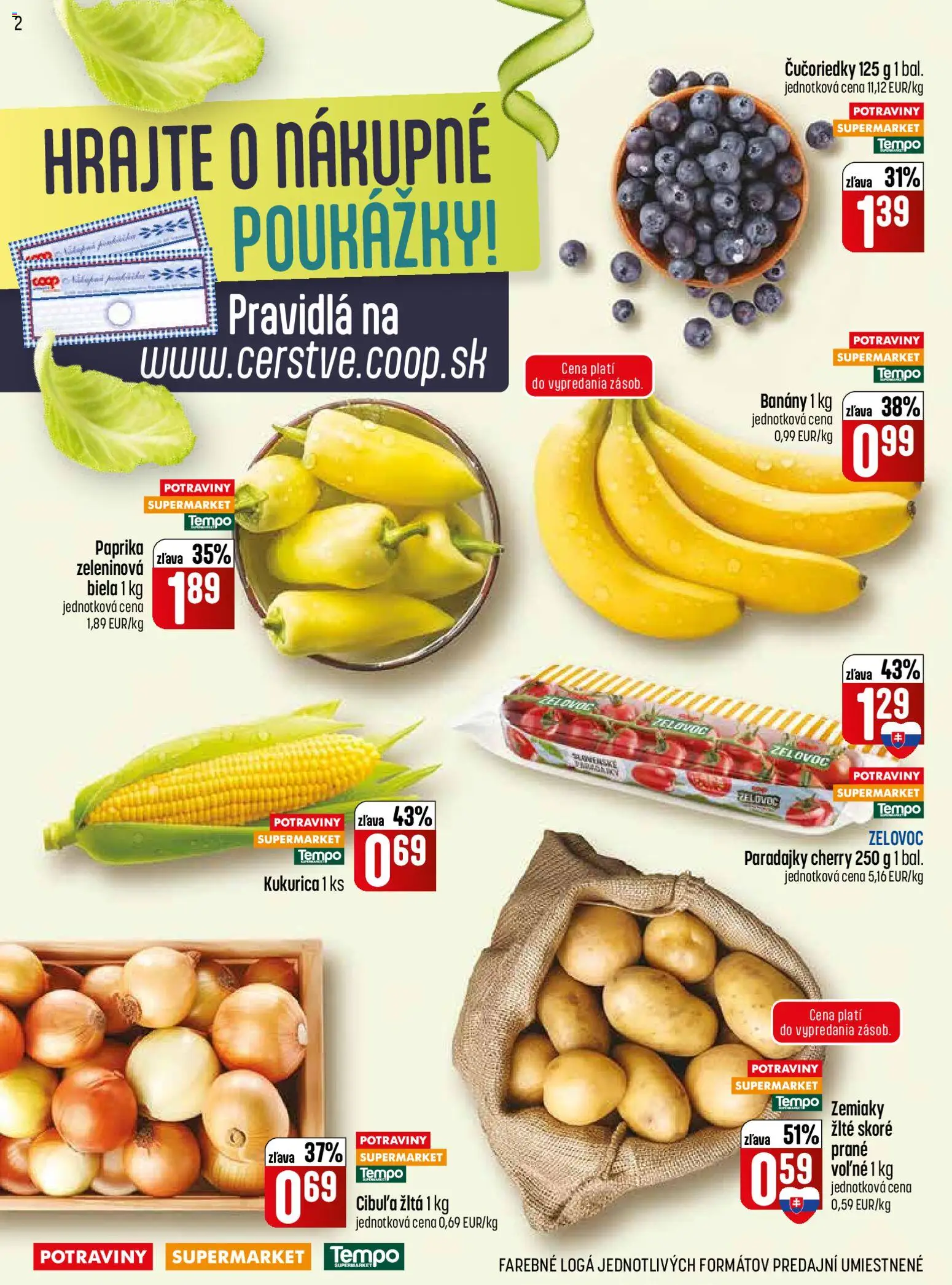 Nové COOP Jednota akcie – leták je platný od 23.07.2026 | Strana: 2 | Produkty: Paprika, Paradajky, Banány, Kukurica