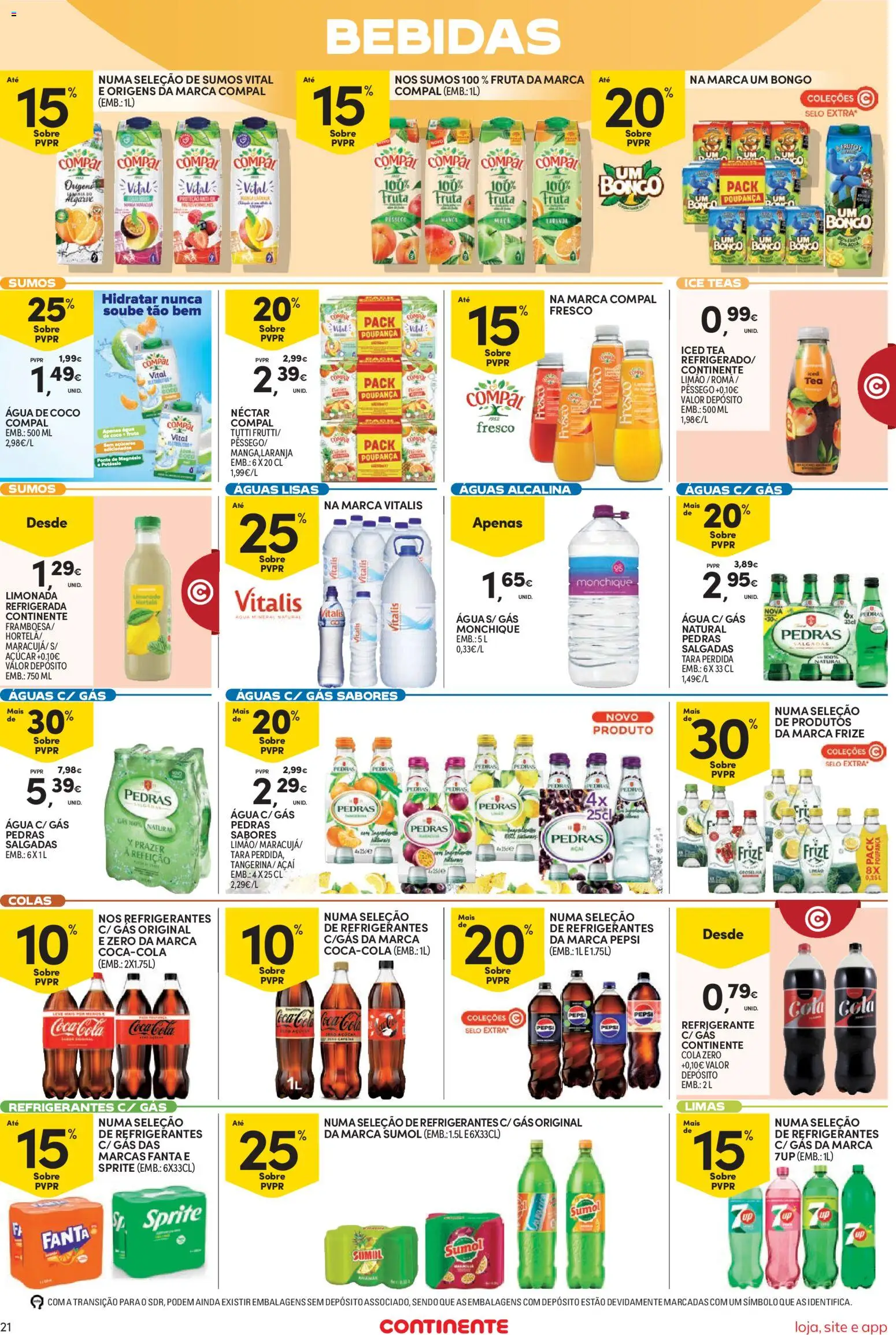 Continente Semanal Continente Bom Dia │ válido de 23/06/2026 | Página: 23 | Produtos: Agua, Refrigerante, Sumo, Água mineral