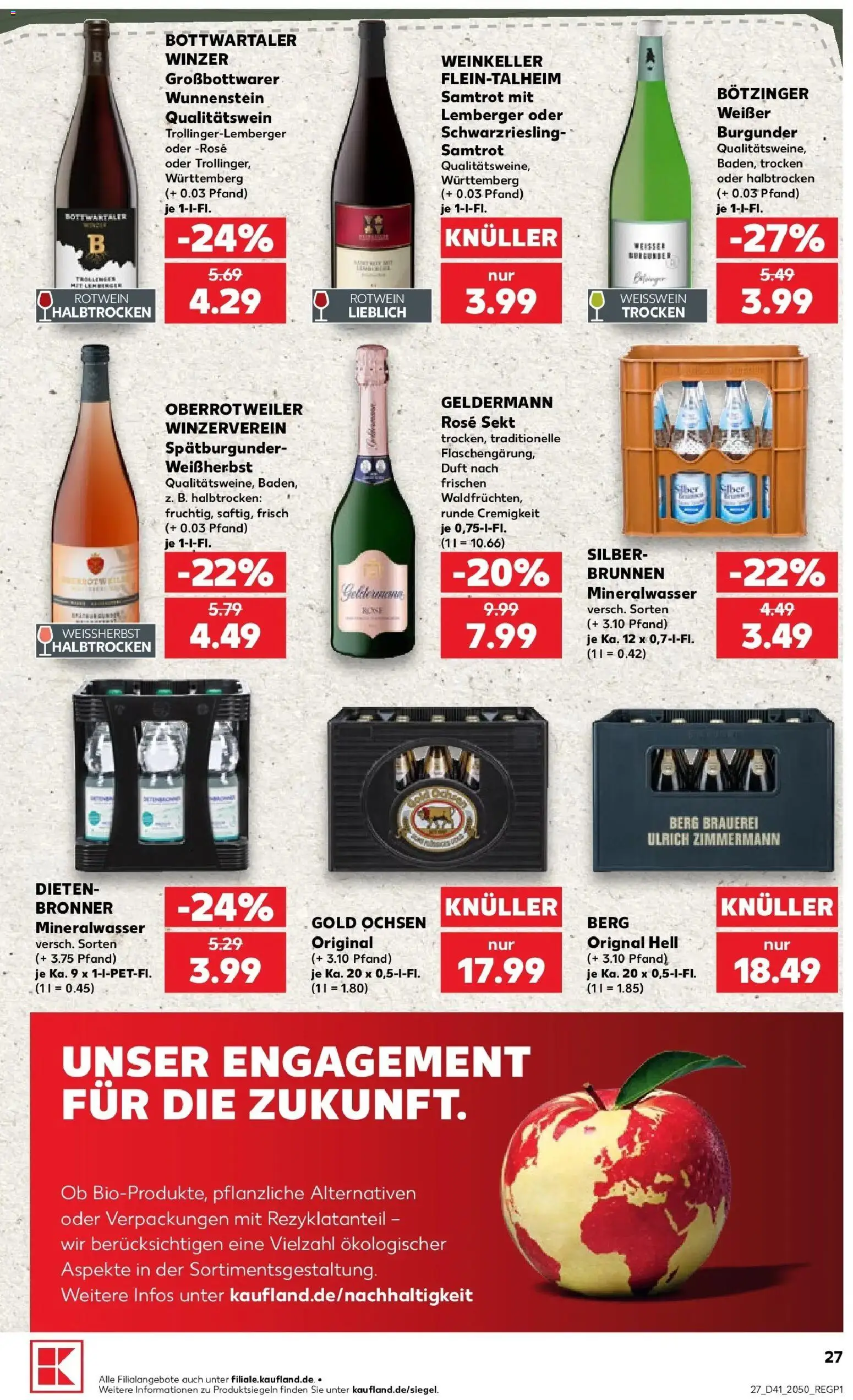 Prospekt Kaufland ab 08.10.2026 » Angebote Online zum Blättern | Seite: 27 | Produkte: Rotwein, Sekt, Duft, Mineralwasser