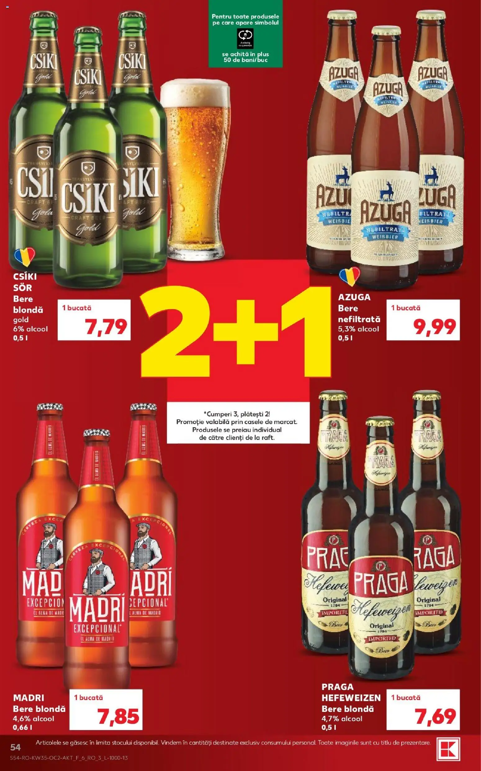Noul catalog Kaufland – valabil de la 26.08.2026 | Pagină: 54 | Produse: Bere, Plus