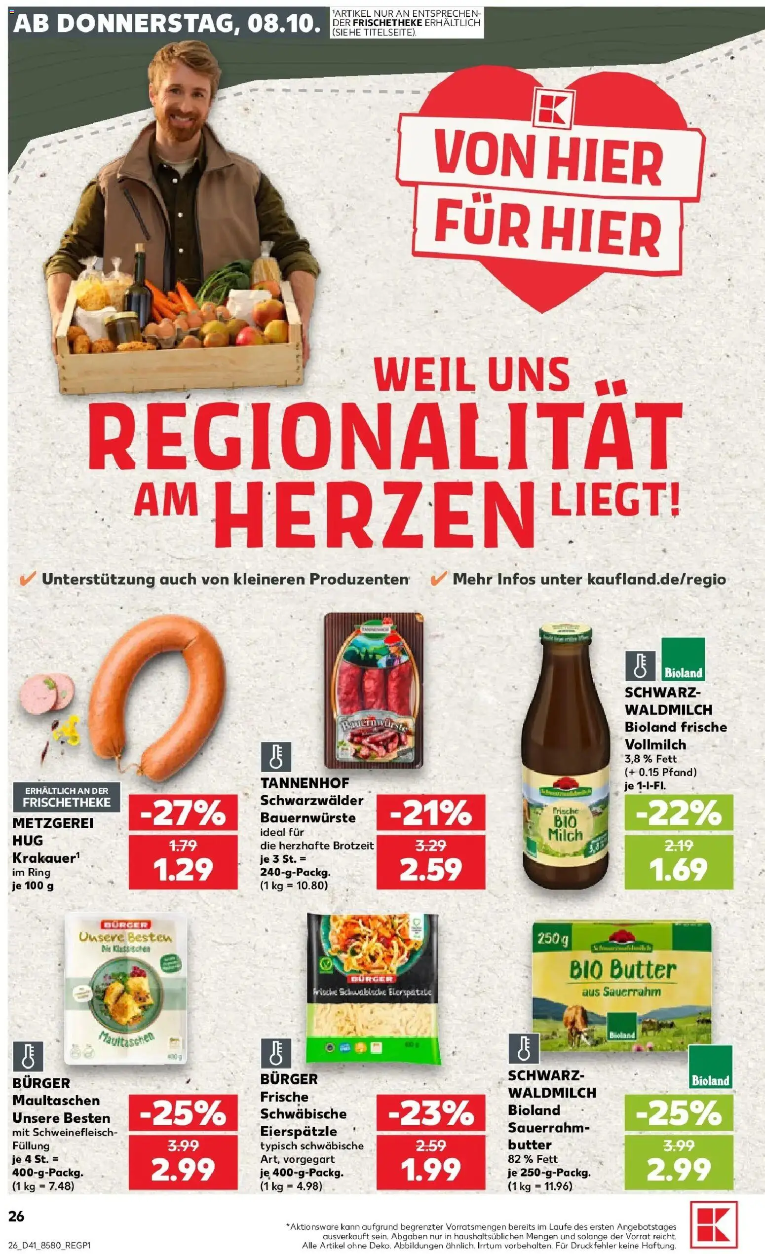 Prospekt Kaufland ab 05.10.2026 » Angebote Online zum Blättern | Seite: 36 | Produkte: Butter, Burger, Schweinefleisch, Sauerrahm