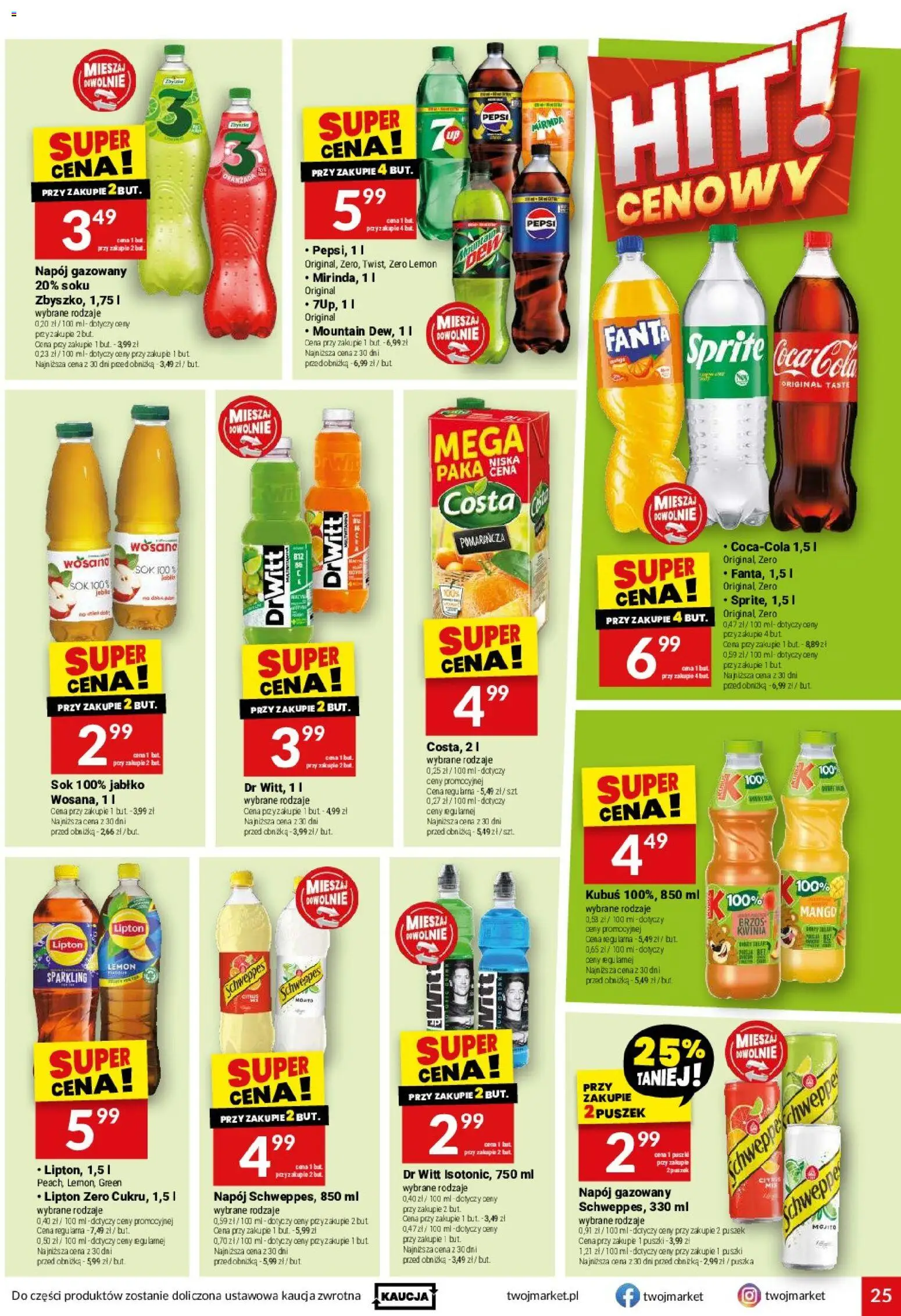 Twój Market gazetka od 30.09.2026 | Strona: 25 | Produkty: Mango, Kubuś, Sprite, Sok