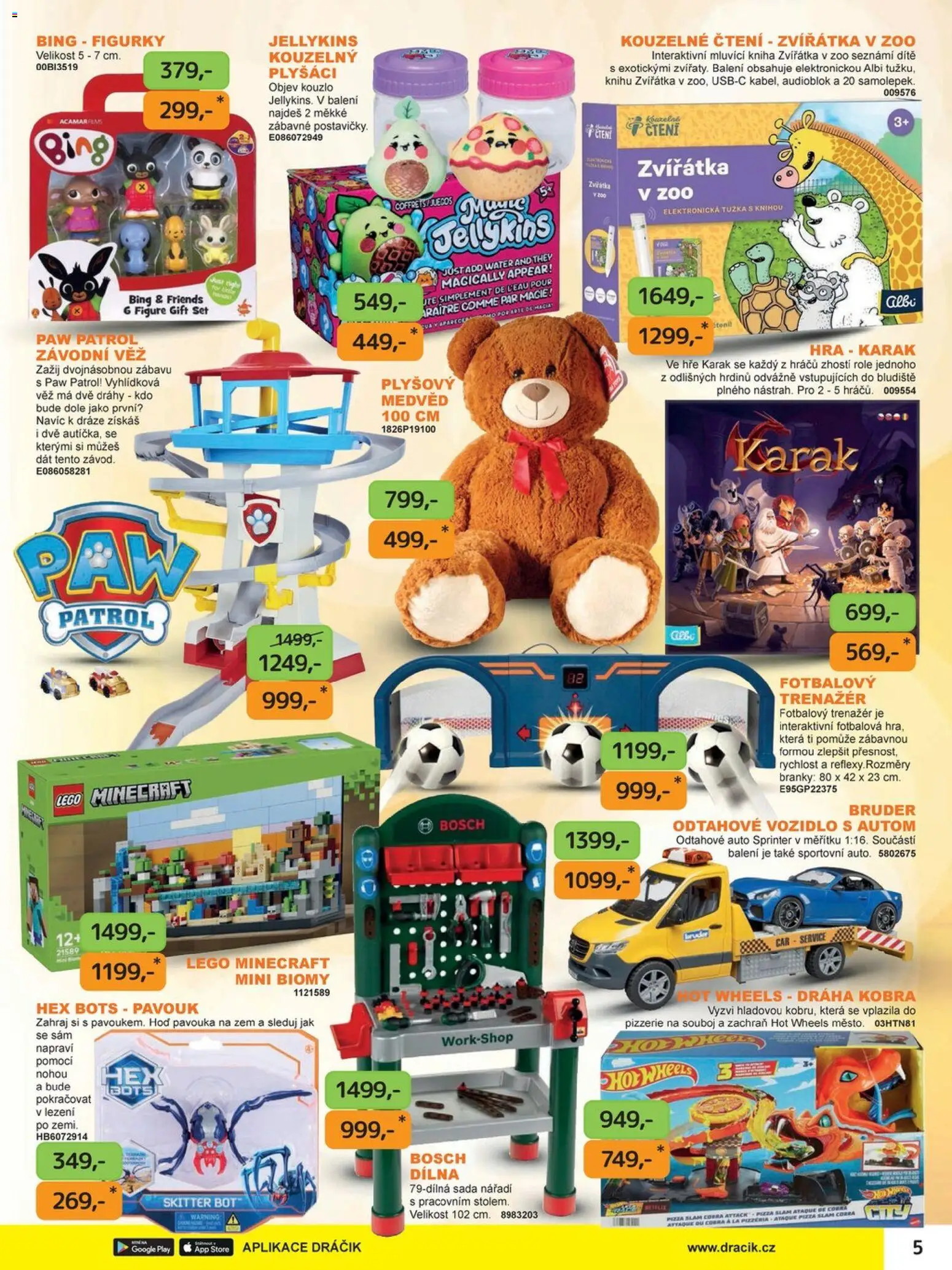 Dráčik katalog - Vánoce od 08.10.2026 | Strana: 5 | Produkty: Plyšáci, Hot Wheels, Nářadí, Fotbalový trenažer
