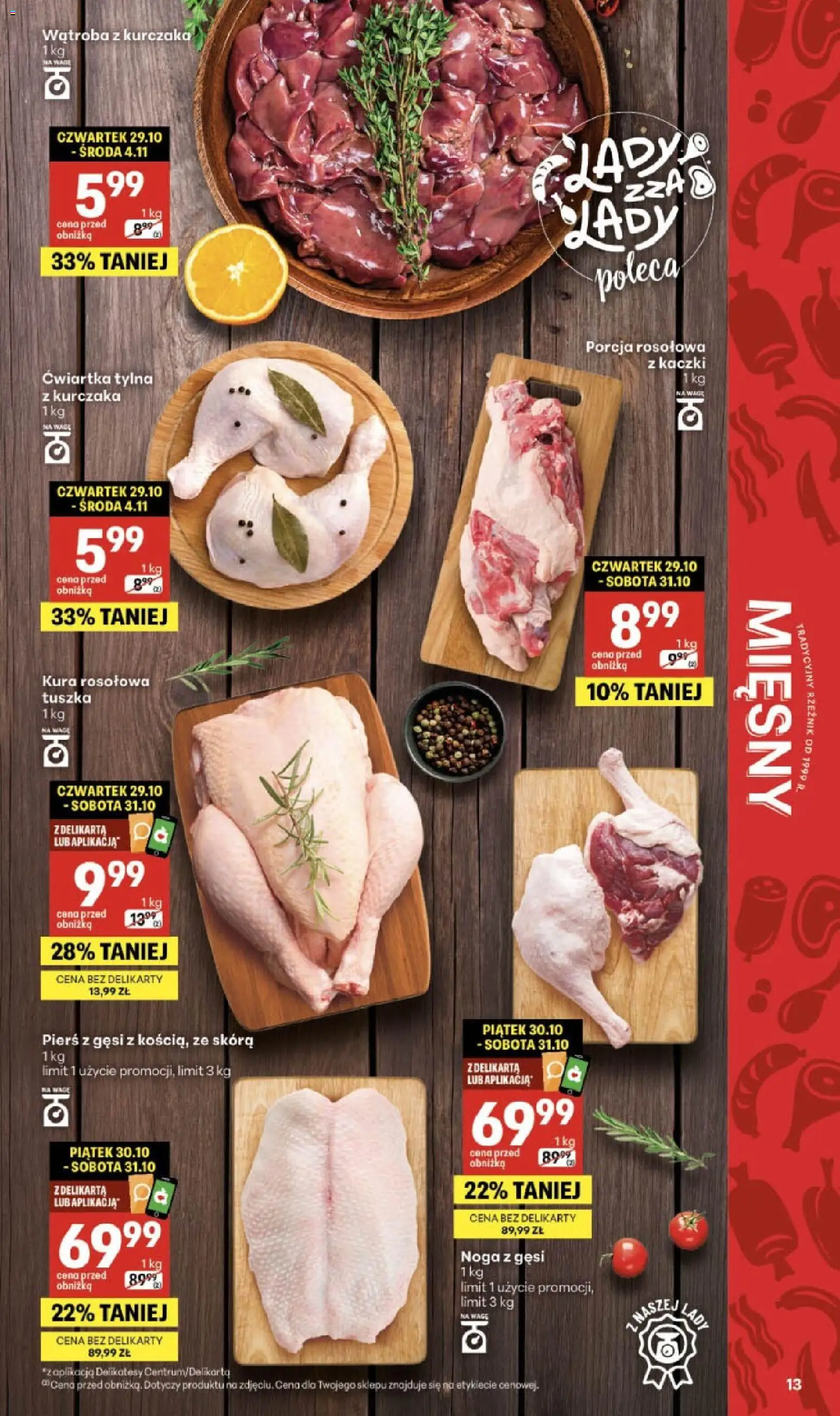 Delikatesy Centrum Black Weeks od 29.10.2026 | Strona: 13 | Produkty: Porcja rosołowa, Pierś z gęsi, Delikatesy