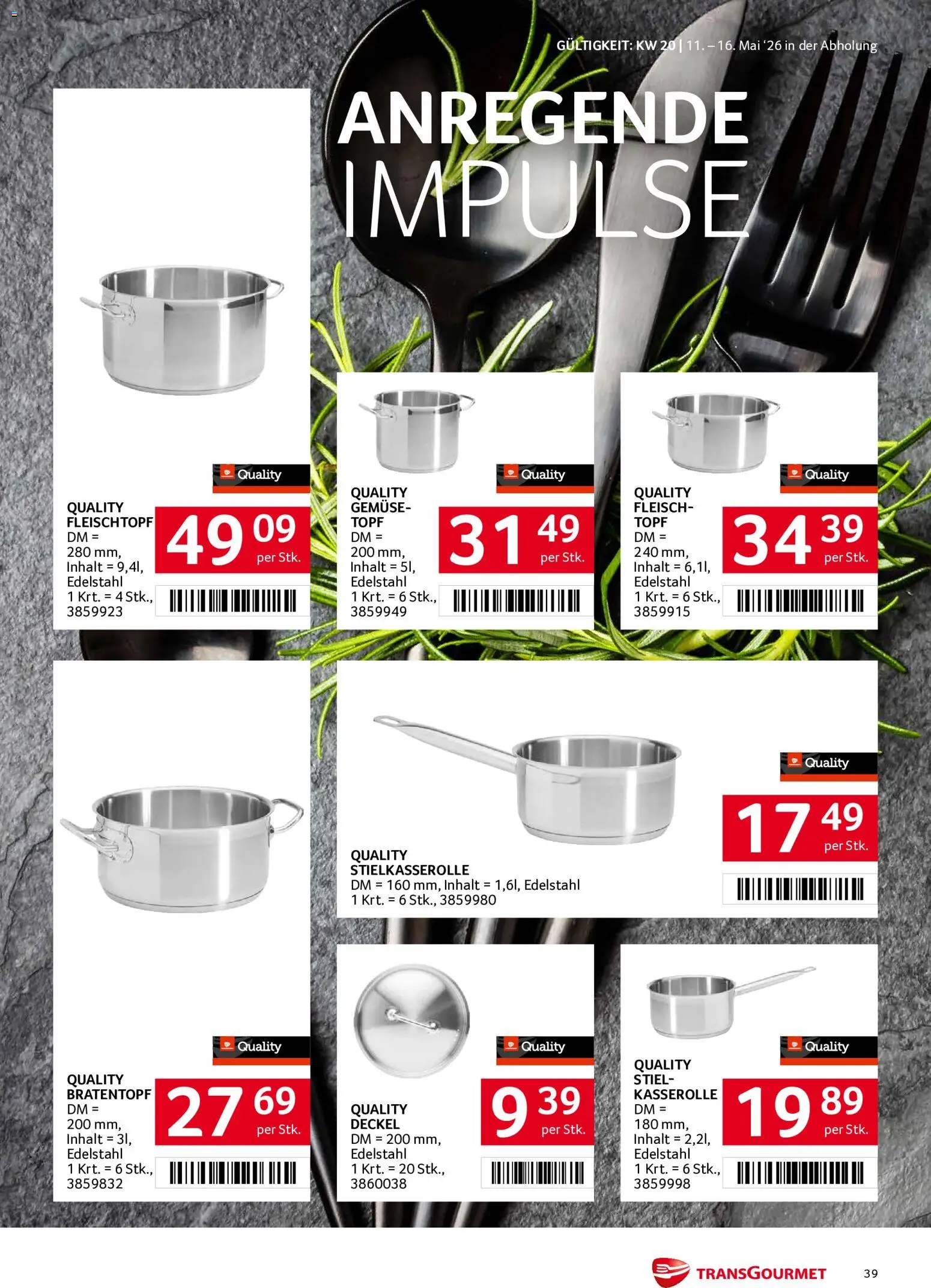 Transgourmet Flugblatt gültig ab 11.05.2026 | Seite: 39 | Produkte: Gemüse