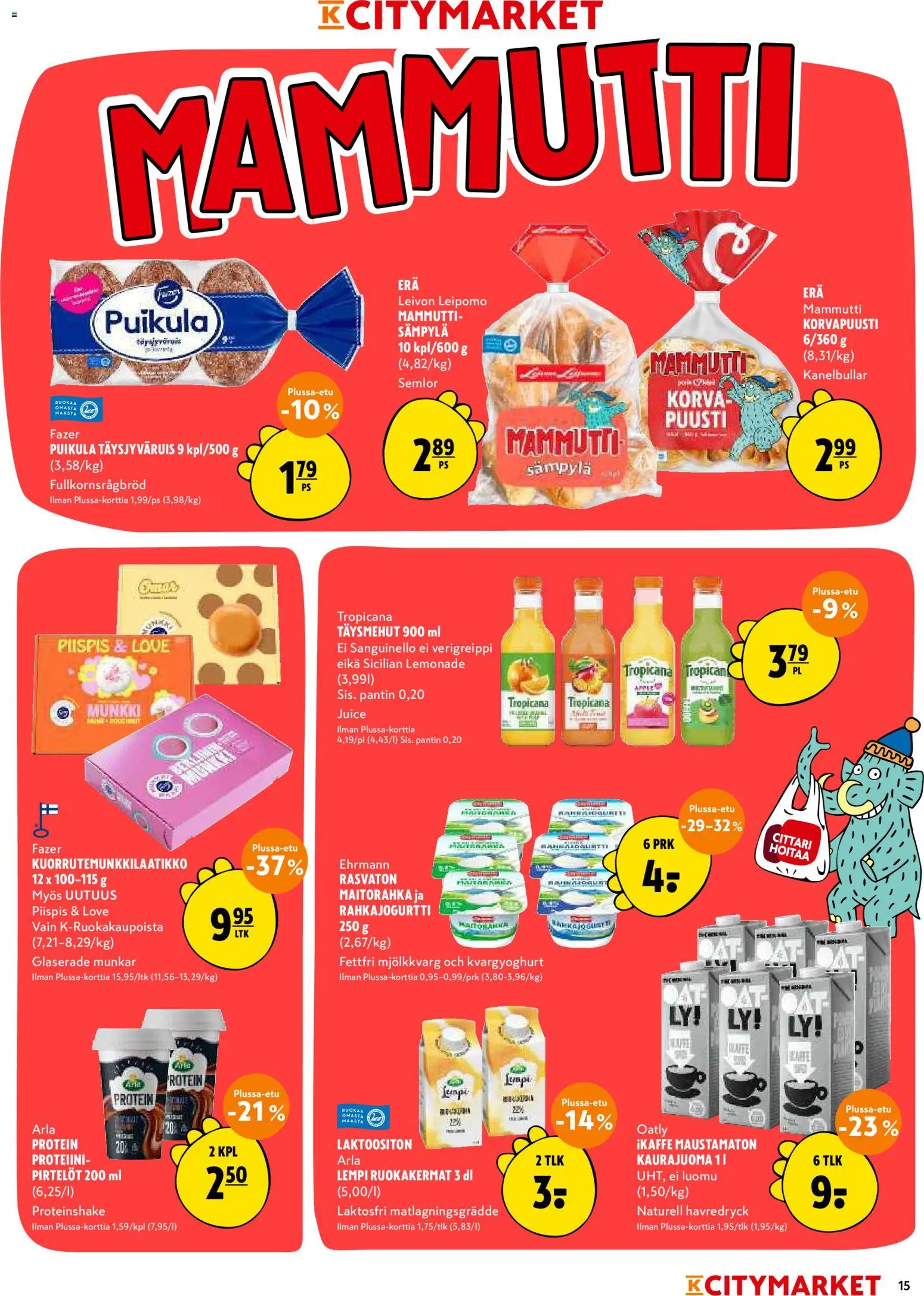 K-Citymarket tarjoukset – voimassa 15/10/2026 alkaen | Sivu: 15 | Tuotteet: Leipomo, Kaurajuoma