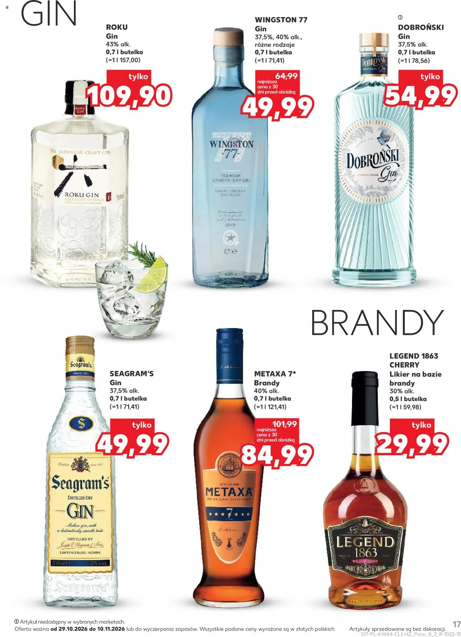 Kaufland Polsko leták - Barek od 29.10.2026 | Strana: 17 | Produkty: Gin, Brandy, London dry gin, Dry gin