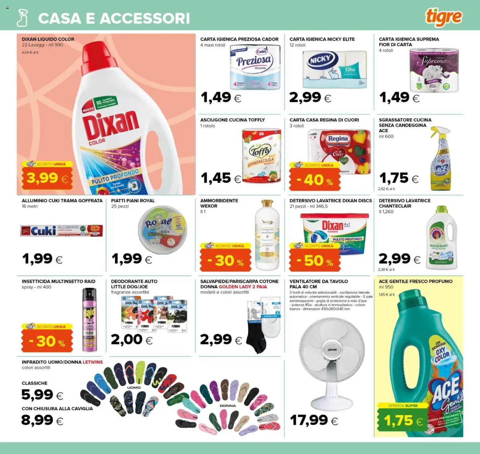 Volantino Tigre del 02/07/2026 | Pagina: 27 | Prodotti: Deodorante, Candeggina, Sgrassatore, Tavolo