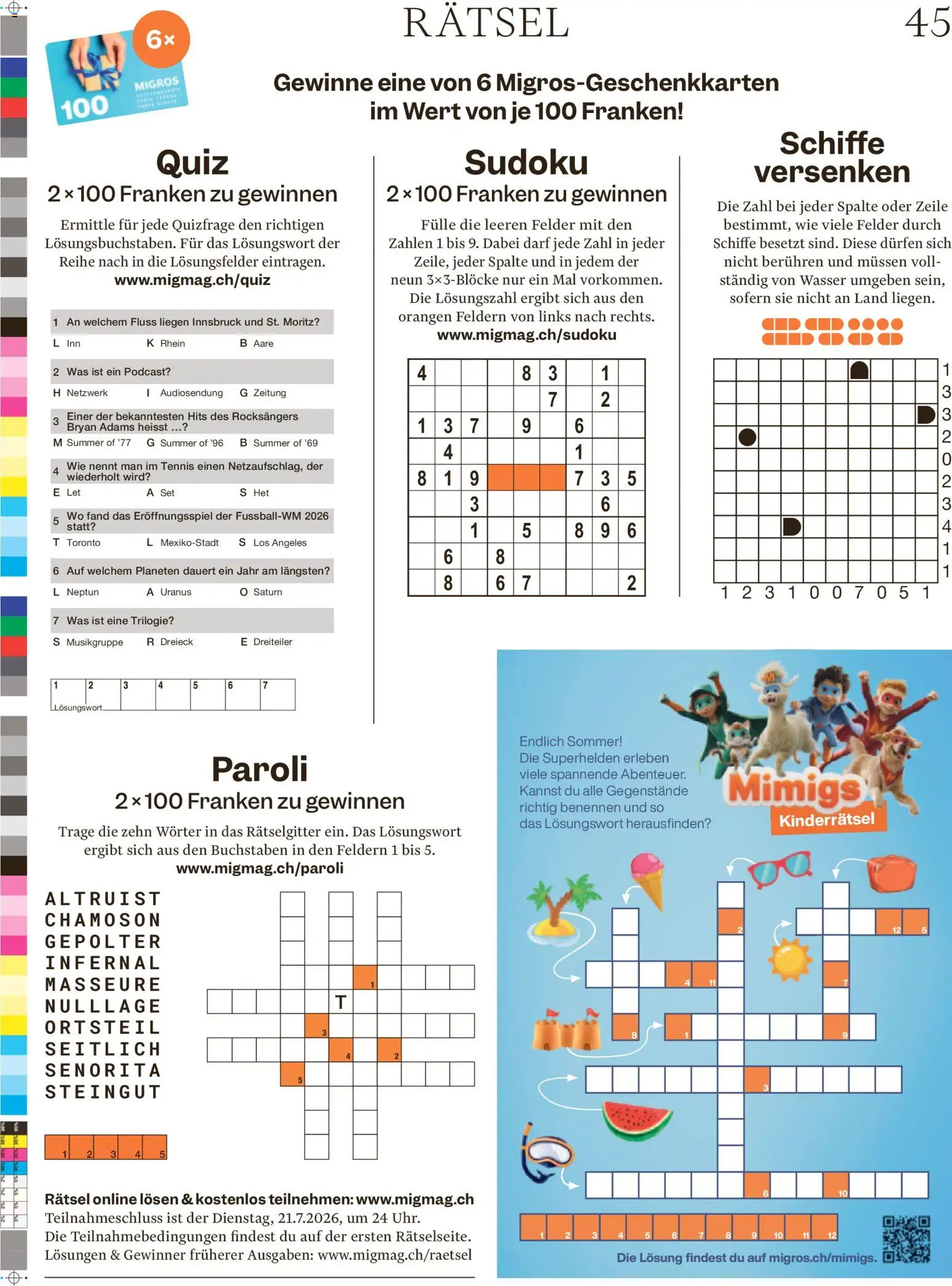 Migros aktionen Magazin – gültig ab 15.07.2026 | Seite: 45 | Produkte: Orangen, Wasser