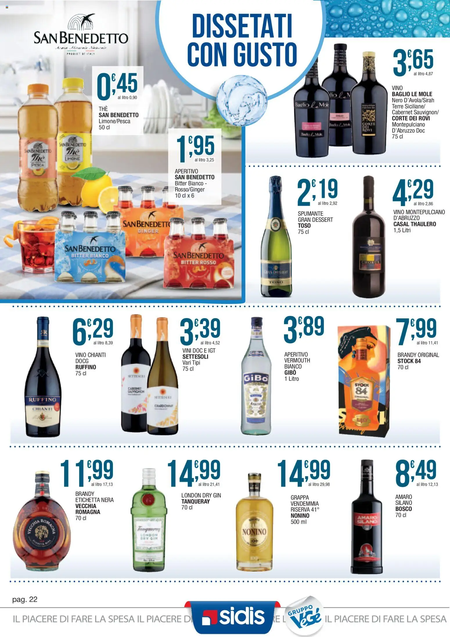Volantino Sidis del 05/10/2026 | Pagina: 22 | Prodotti: Gin, Limone, Grappa, Dessert
