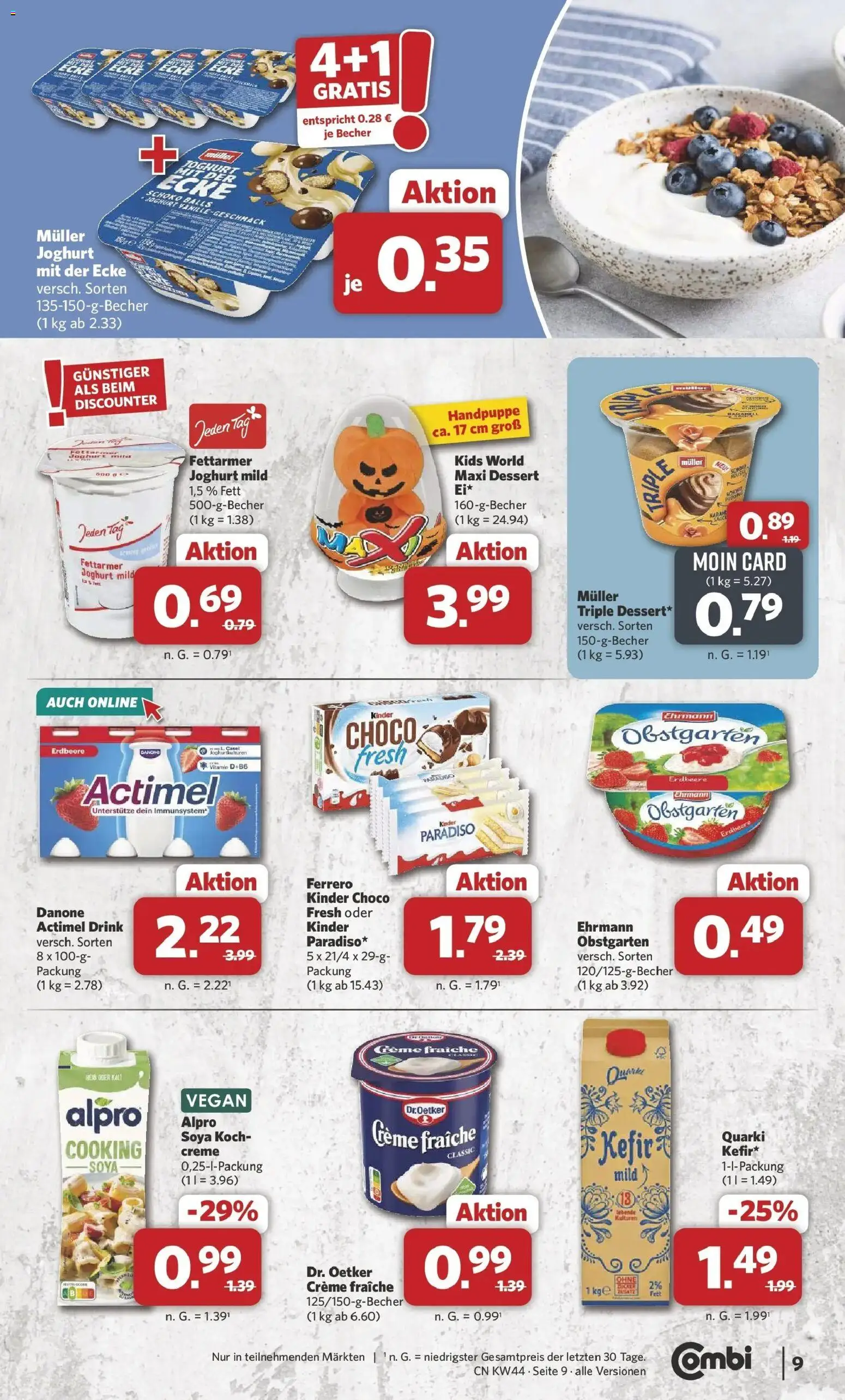 Combi Prospekt Twistringen (ab 26.10.2026) zum Blättern | Seite: 9 | Produkte: Actimel, Kefir, Joghurt, Creme