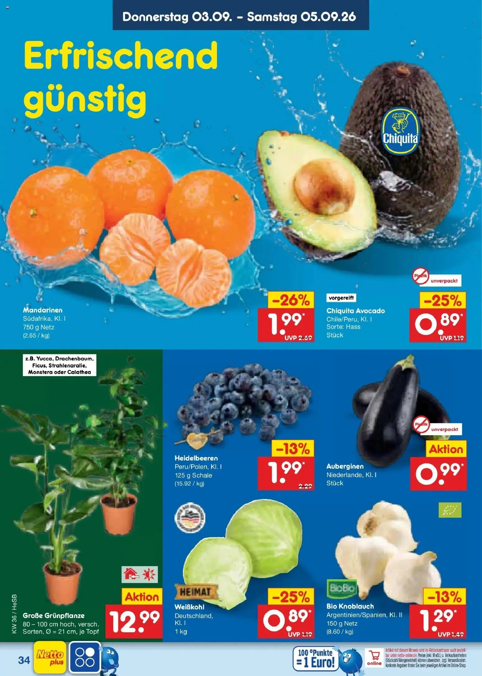 Netto Marken-Discount Prospekt Hamburg (ab 31.08.2026) » Angebote | Seite: 46 | Produkte: Mandarinen, Heidelbeeren, Avocado, Knoblauch