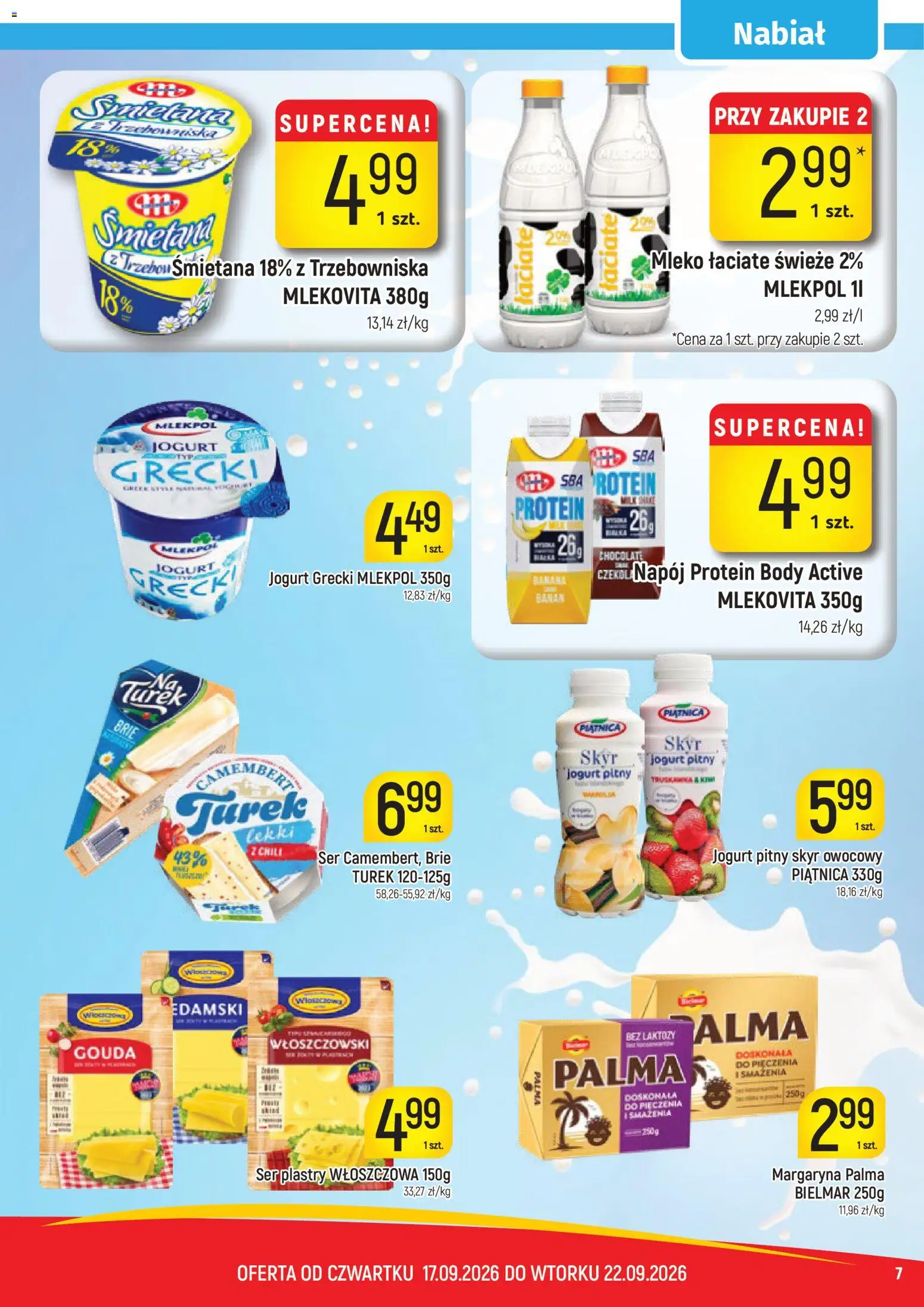 Piotruś Pan gazetka od 17.09.2026 | Strona: 7 | Produkty: Margaryna, Mleko, Banan, Śmietana