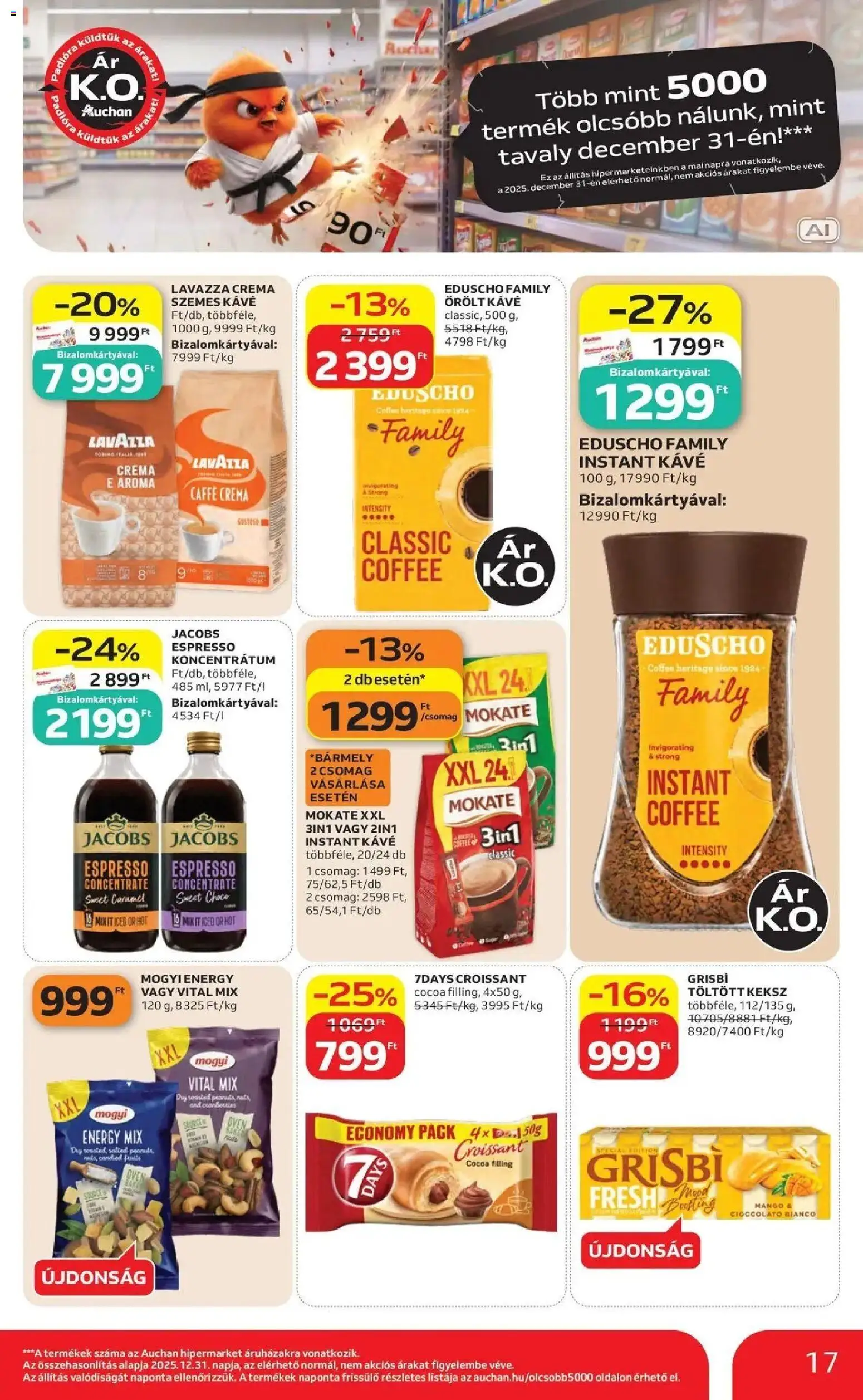 Auchan akciós újság Szolnok - 2026.08.27. -tól/töl > akció, lapozható szórólap 🛍️ | Oldal: 17 | Termékek: Croissant, 7days, Mokate, Mangó