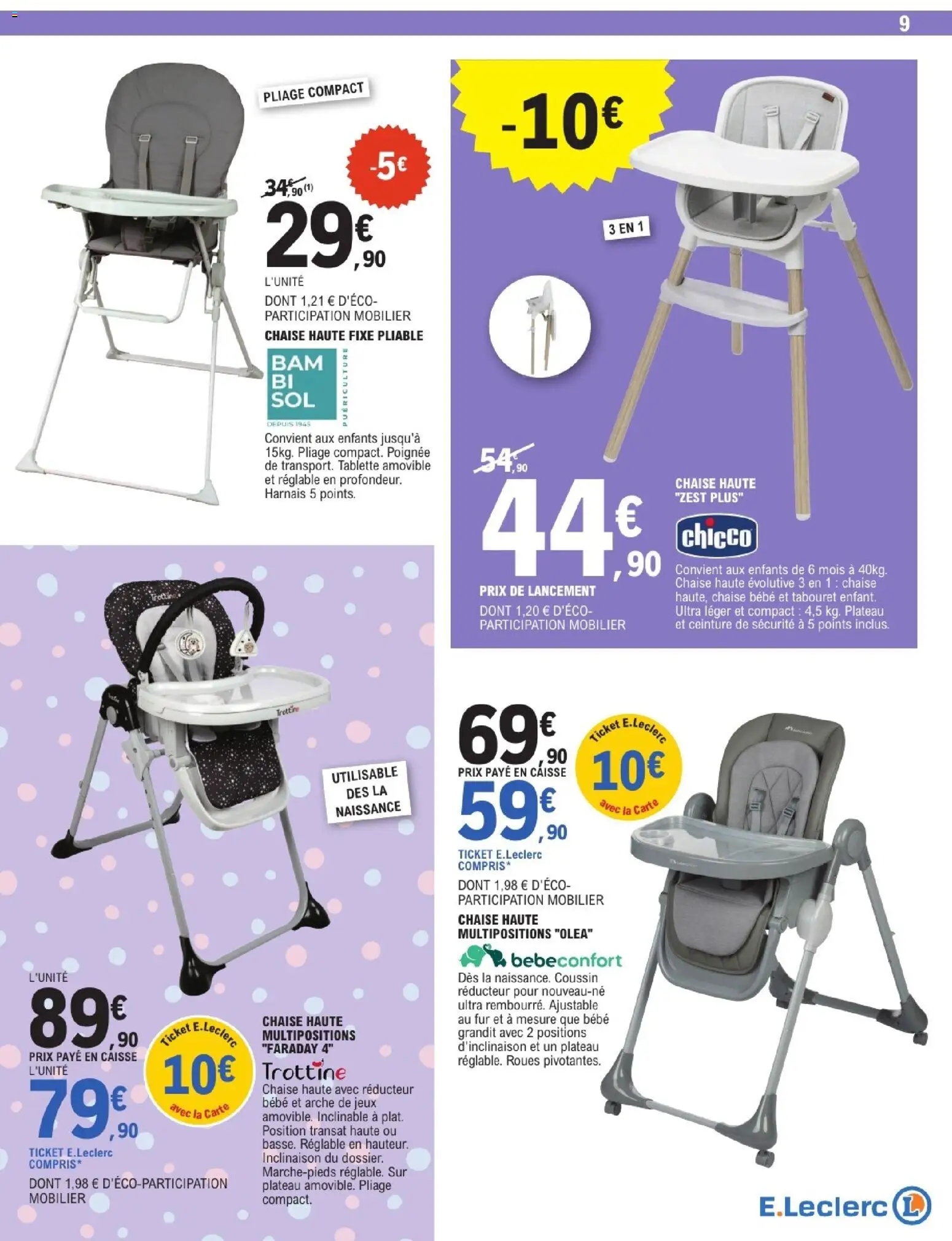 {H1} | Page: 9 | Produits: Tablette, Plateau, Chaise, Jeux