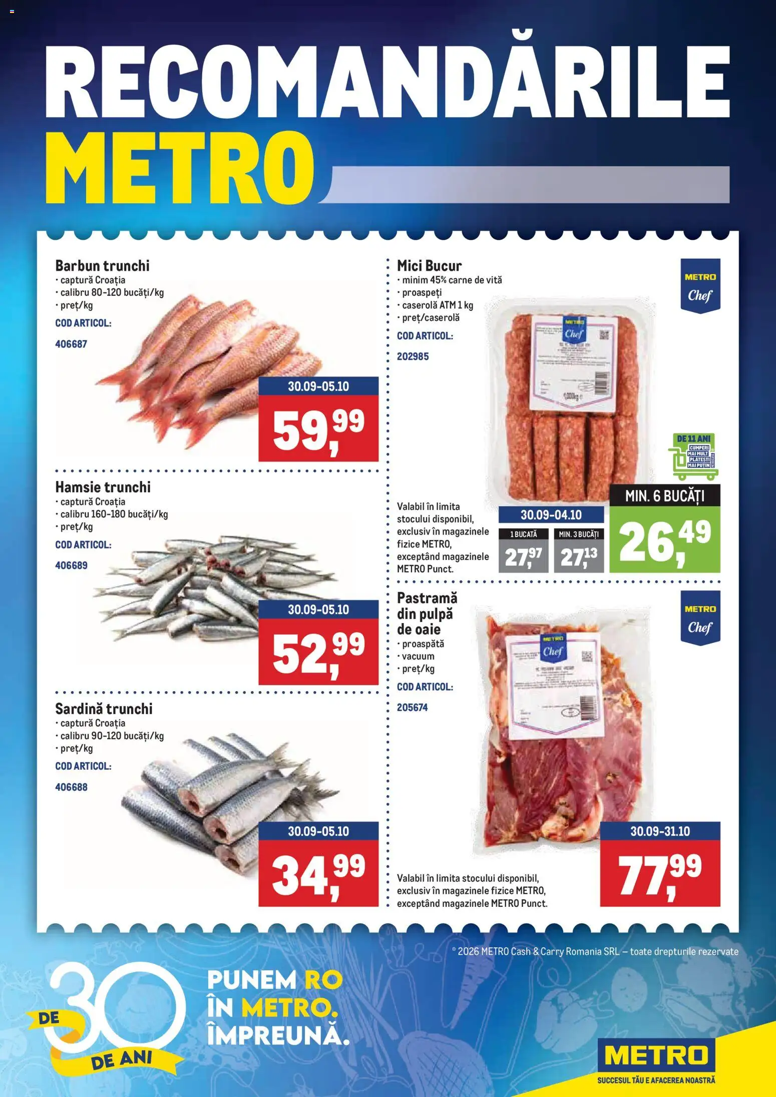Noul catalog Metro – valabil de la 29.09.2026 | Pagină: 1 | Produse: Caserola, Mici, Carne De Vită, Trunchi