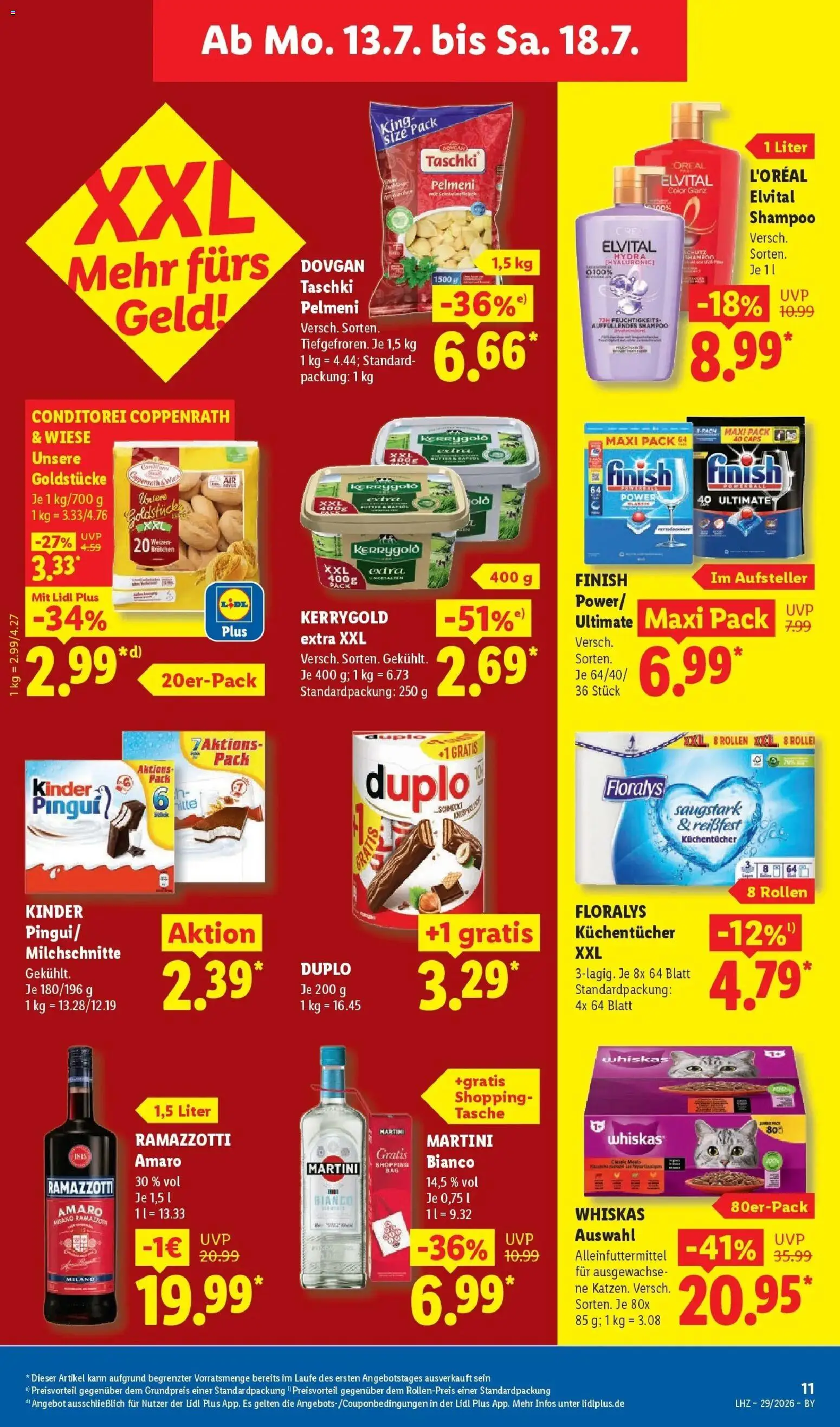 Lidl Prospekt Hof-innenstadt – gültig ab 13.07.2026 | Seite: 21 | Produkte: Martini, Butter, Finish, Whiskas