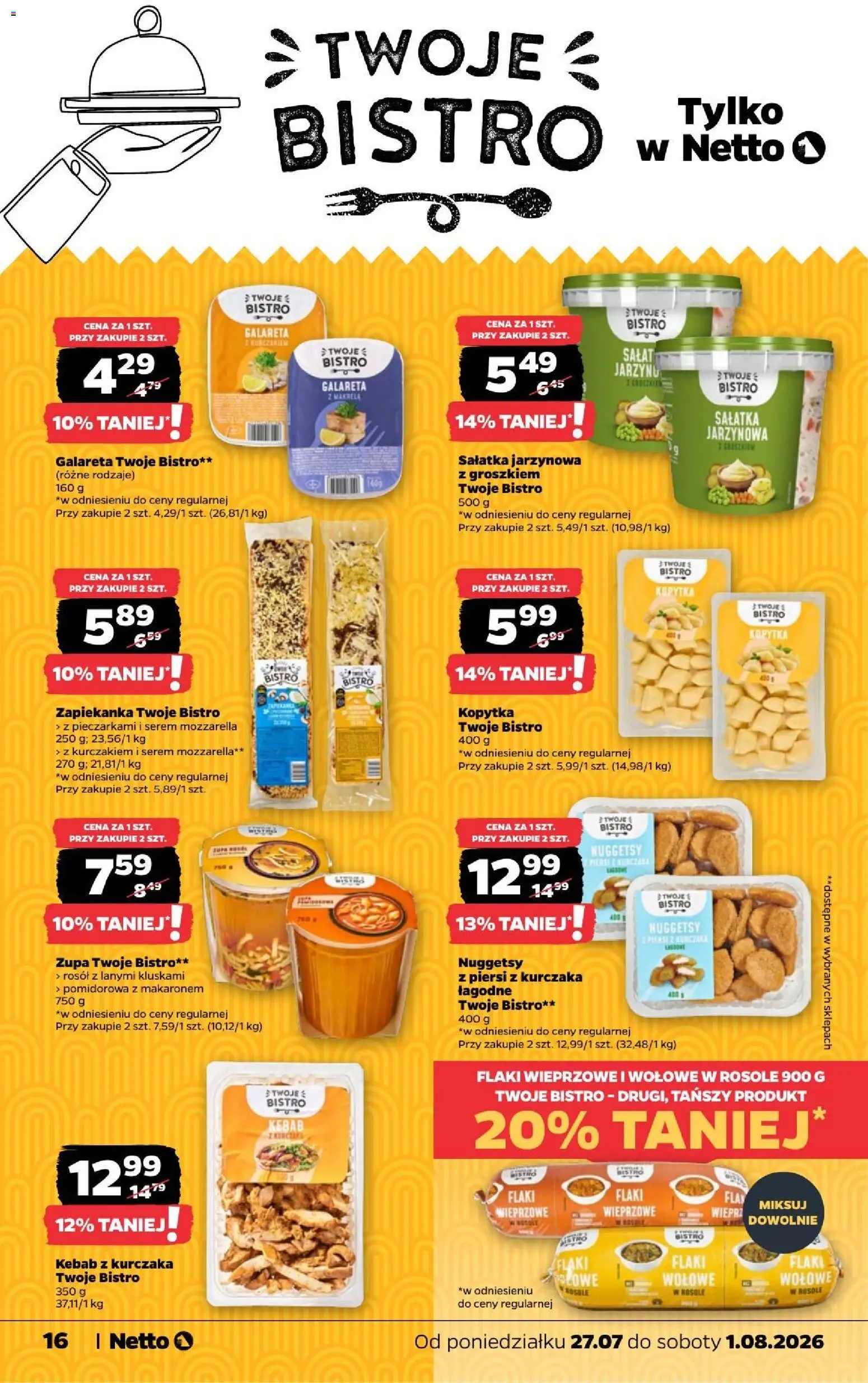 Netto gazetka od poniedziałku od 27.07.2026 | Strona: 16 | Produkty: Piersi, Kebab, Zapiekanka, Zupa