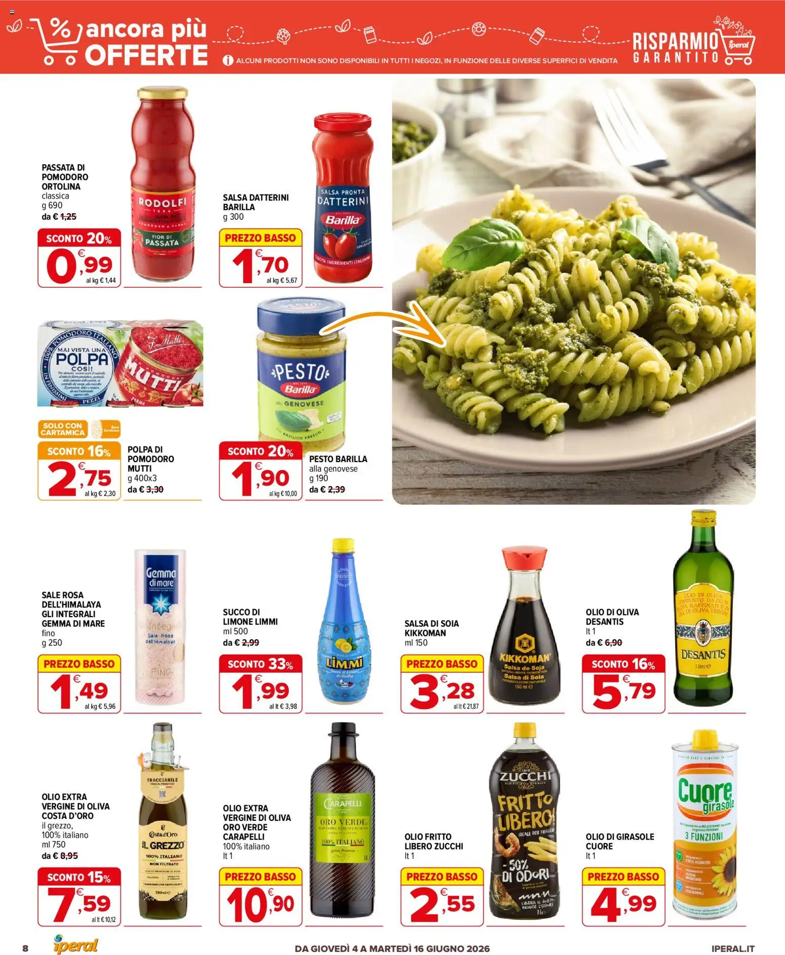 Volantino Iperal del 04.06.2026 | Pagina: 8 | Prodotti: Sale, Pomodoro, Olio extra vergine, Mutti