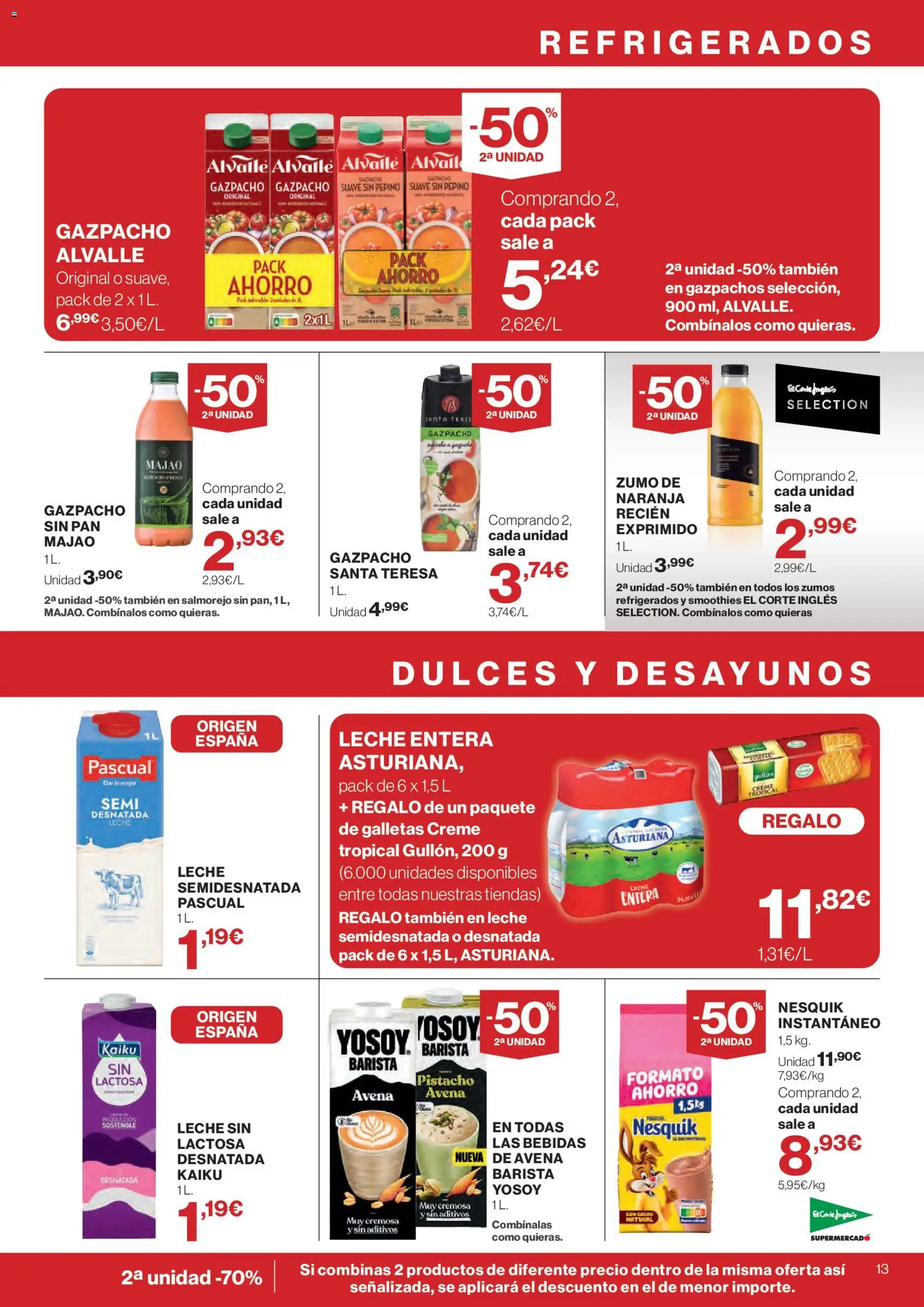El Corte Inglés solo 3 días │ válido desde el 21/07/2026 | Página: 13 | Productos: Στιγμιαίος καφές, Leche entera, Pan, Gazpacho