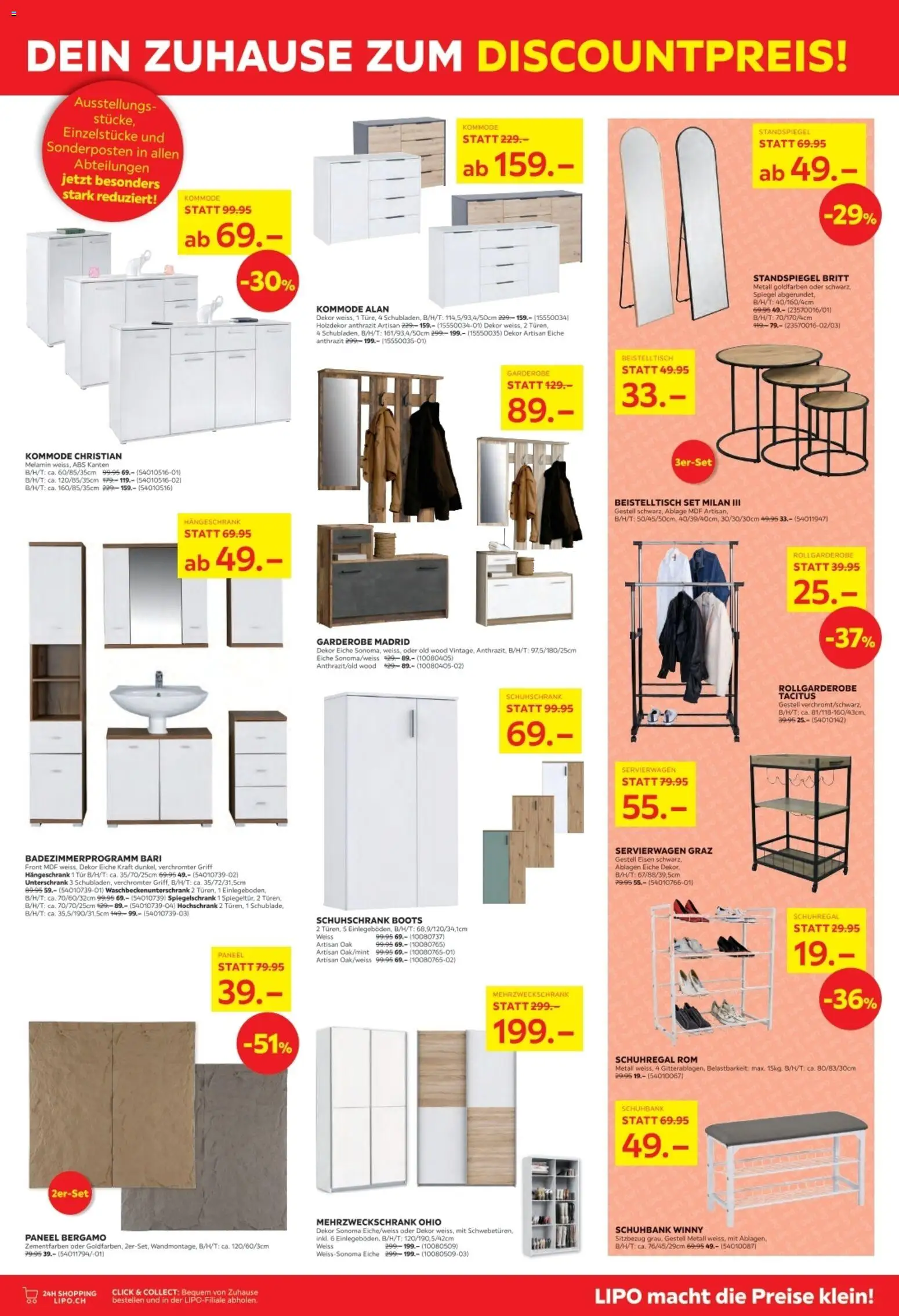 Lipo aktionen – gültig ab 16.06.2026 | Seite: 5 | Produkte: Kommode, Servierwagen, Standspiegel, Schuhregal