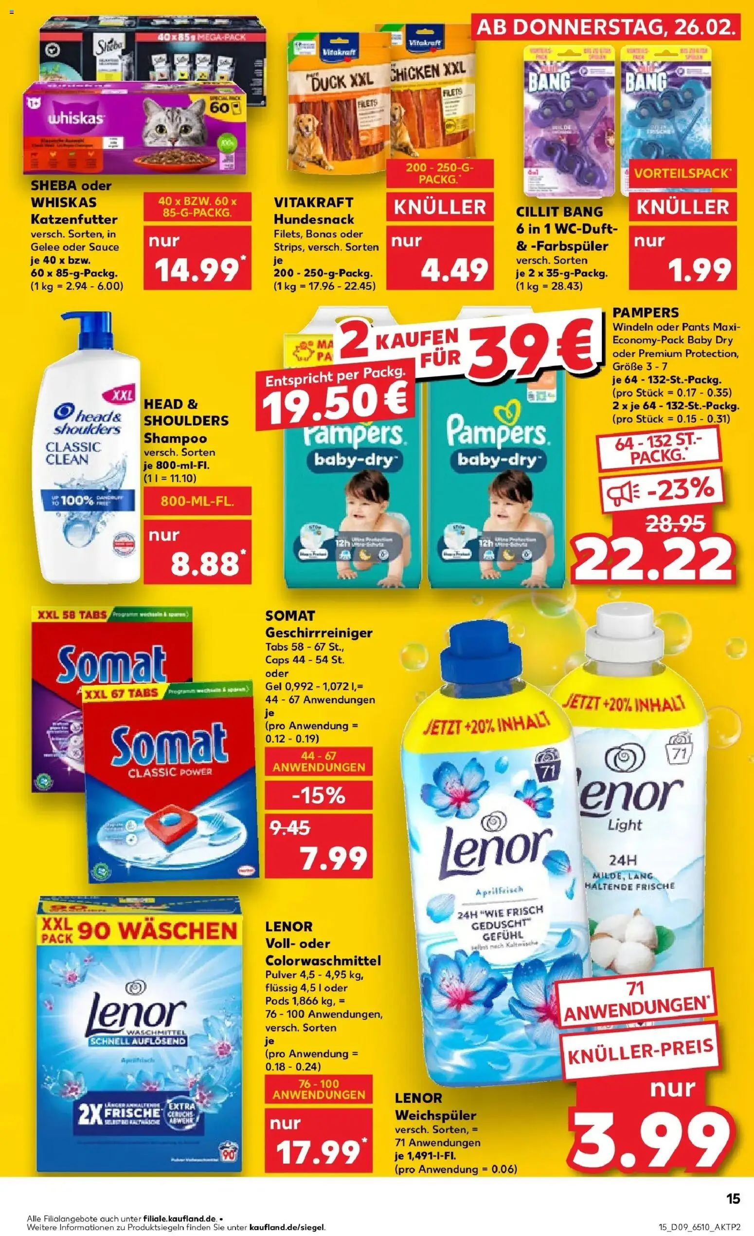 Kaufland prospekt Emmerich Am Rhein	 – gültig ab 26.02.2026 | Seite: 15 | Produkte: Lenor, Weichspüler, Waschmittel, Whiskas