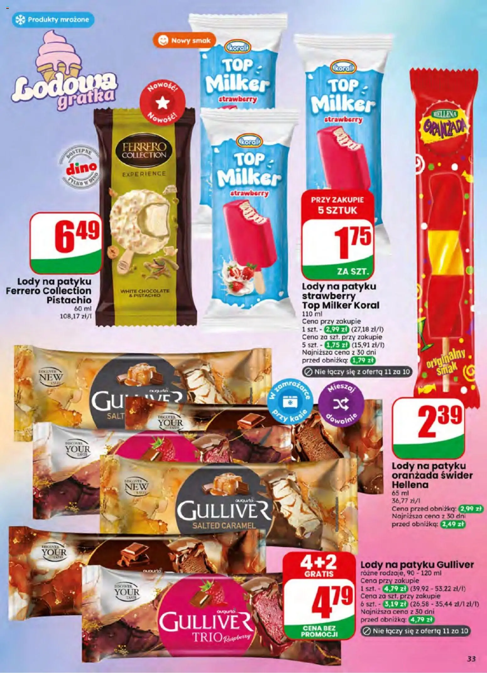 Dino gazetka od 24.06.2026 | Strona: 33 | Produkty: Top, Lody na patyku, Lody