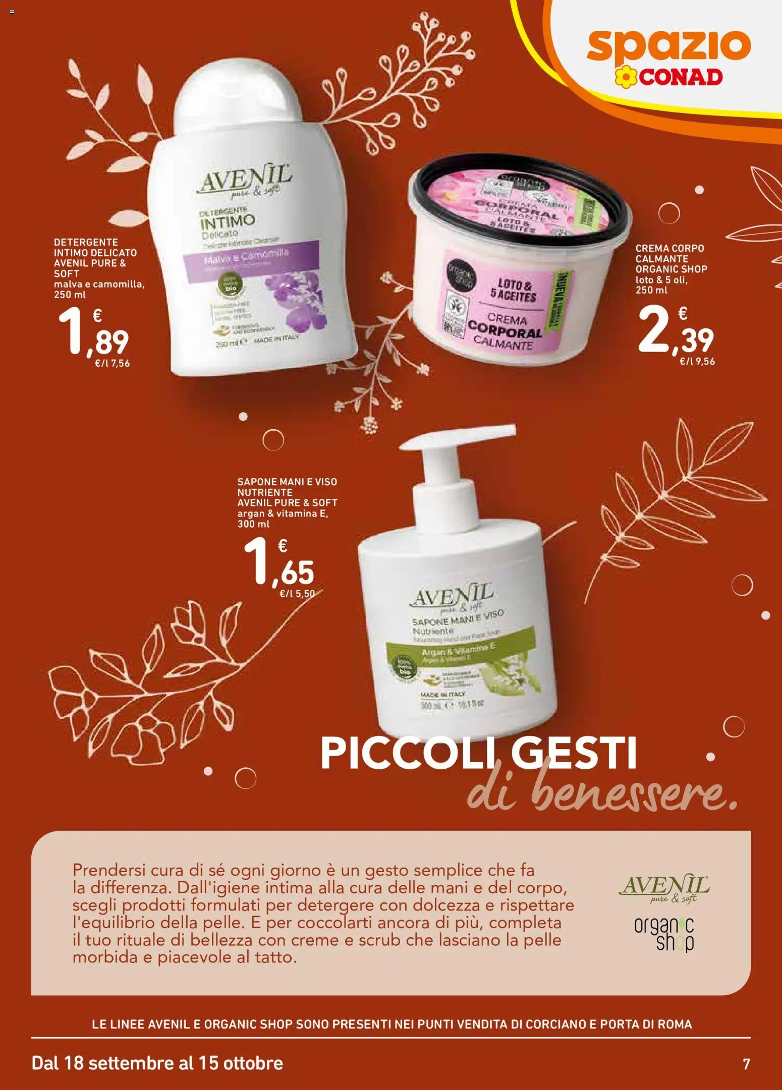 Volantino Spazio Conad del 18/09/2026 | Pagina: 7 | Prodotti: Crema, Detergente, Scrub, Dolcezza