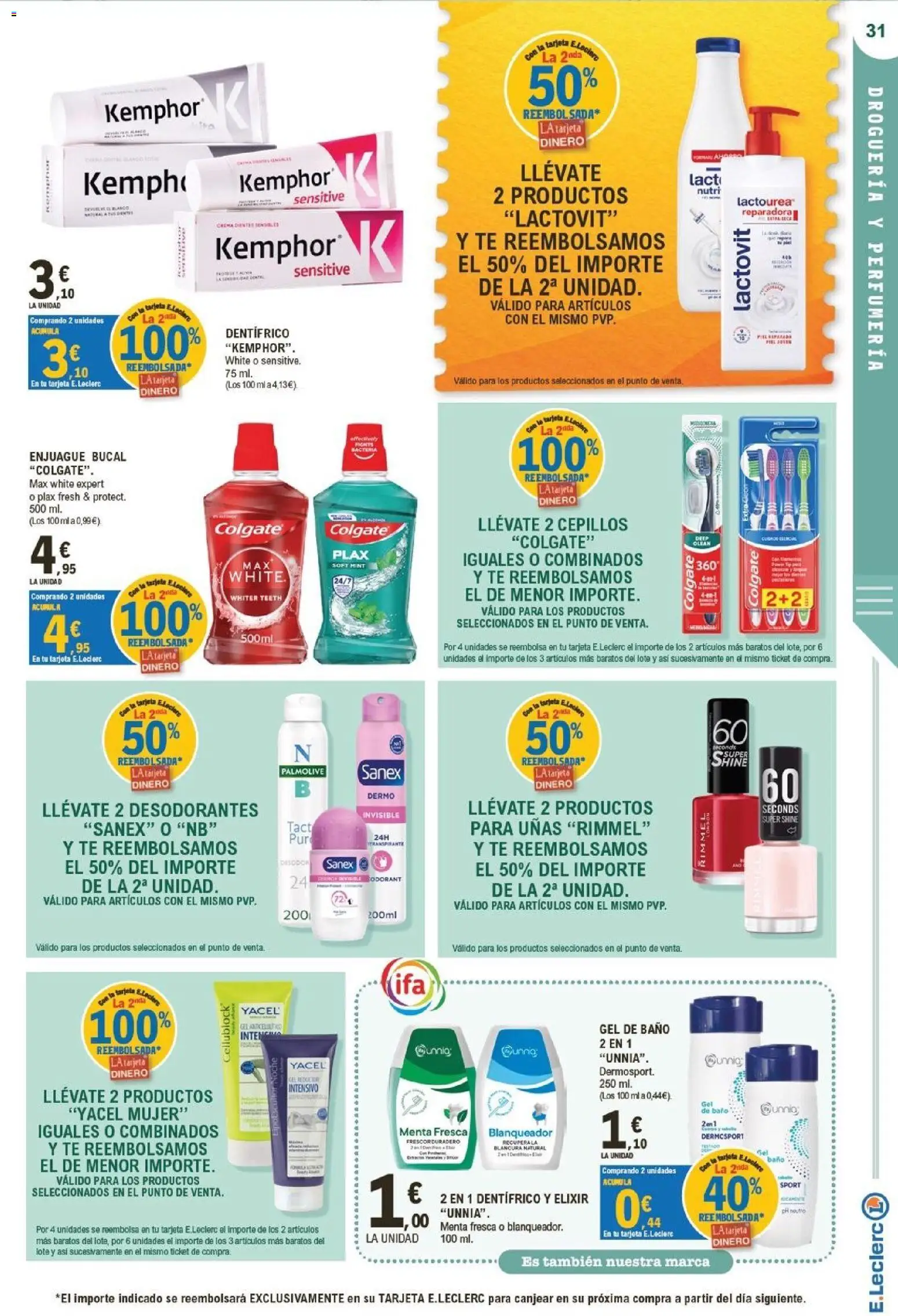 E.Leclerc Mega Sorteo │ válido desde el 07/10/2026 | Página: 31 | Productos: Enjuague bucal, Gel de baño, Té, Baño