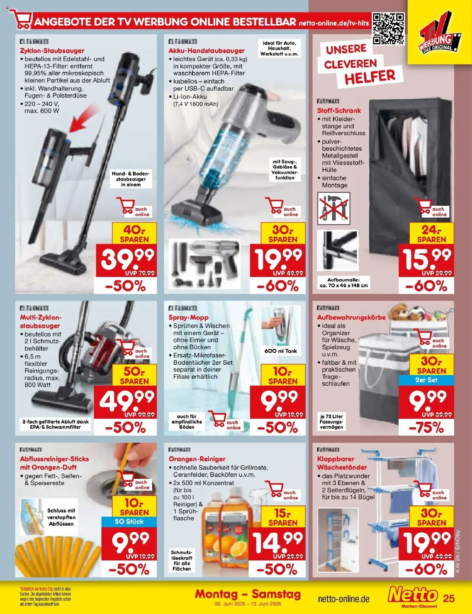 Netto Marken-Discount Prospekt Velden – gültig ab 08.06.2026 | Seite: 39 | Produkte: Hülle, Staubsauger, Waschestander, TV