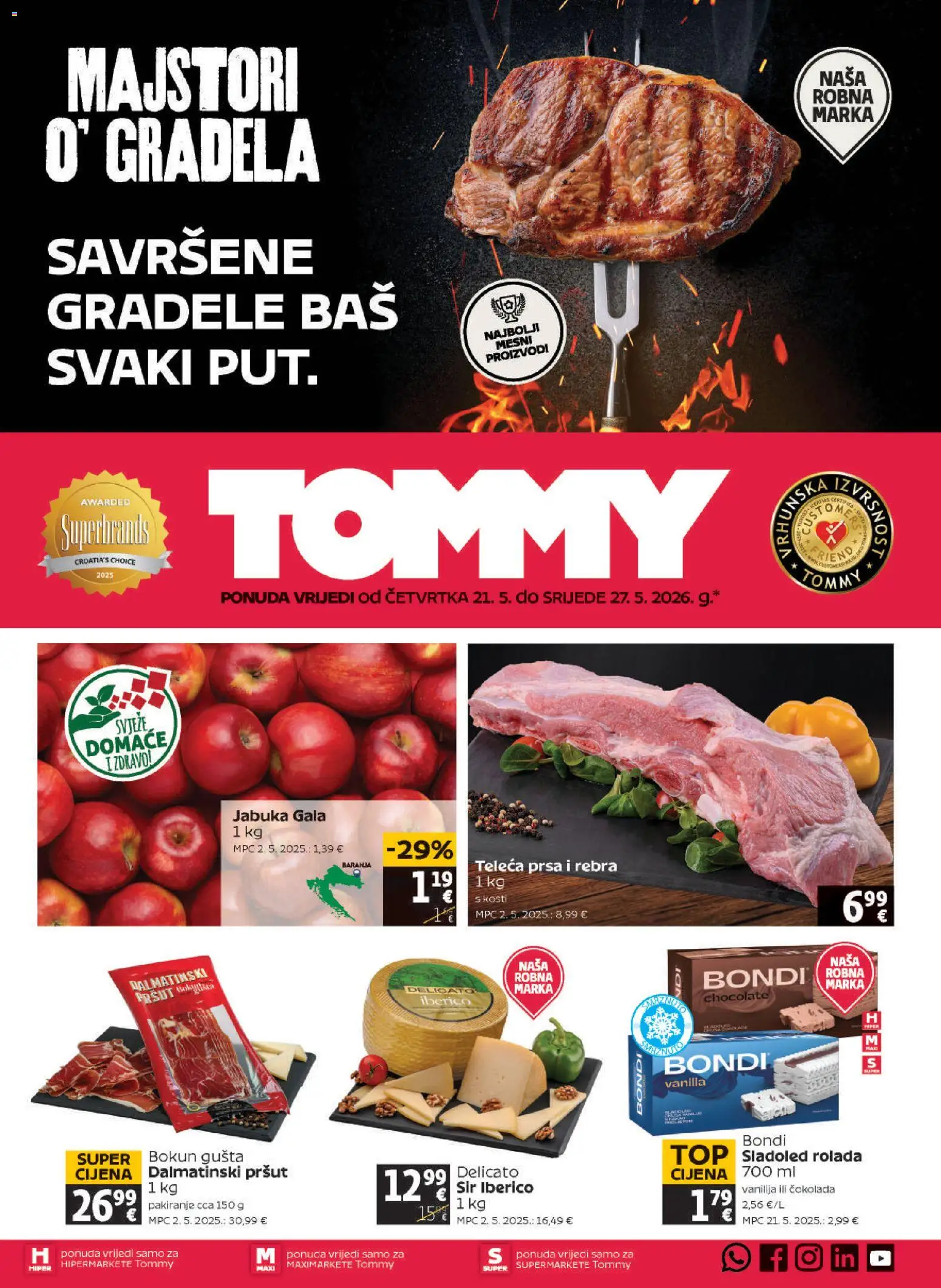 Tommy katalog | vrijedi od 21.05.2026 | Stranica: 1 | Proizvodi: Sir, Pršut, Sladoled, Jabuka