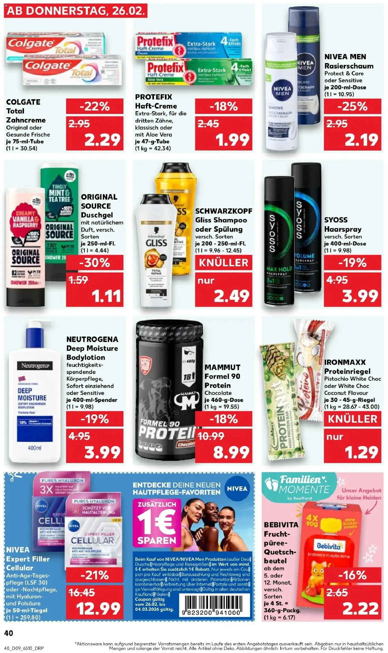 Kaufland prospekt Emmerich Am Rhein	 – gültig ab 26.02.2026 | Seite: 40 | Produkte: Spülung, Creme, Body Lotion, Shower Gel