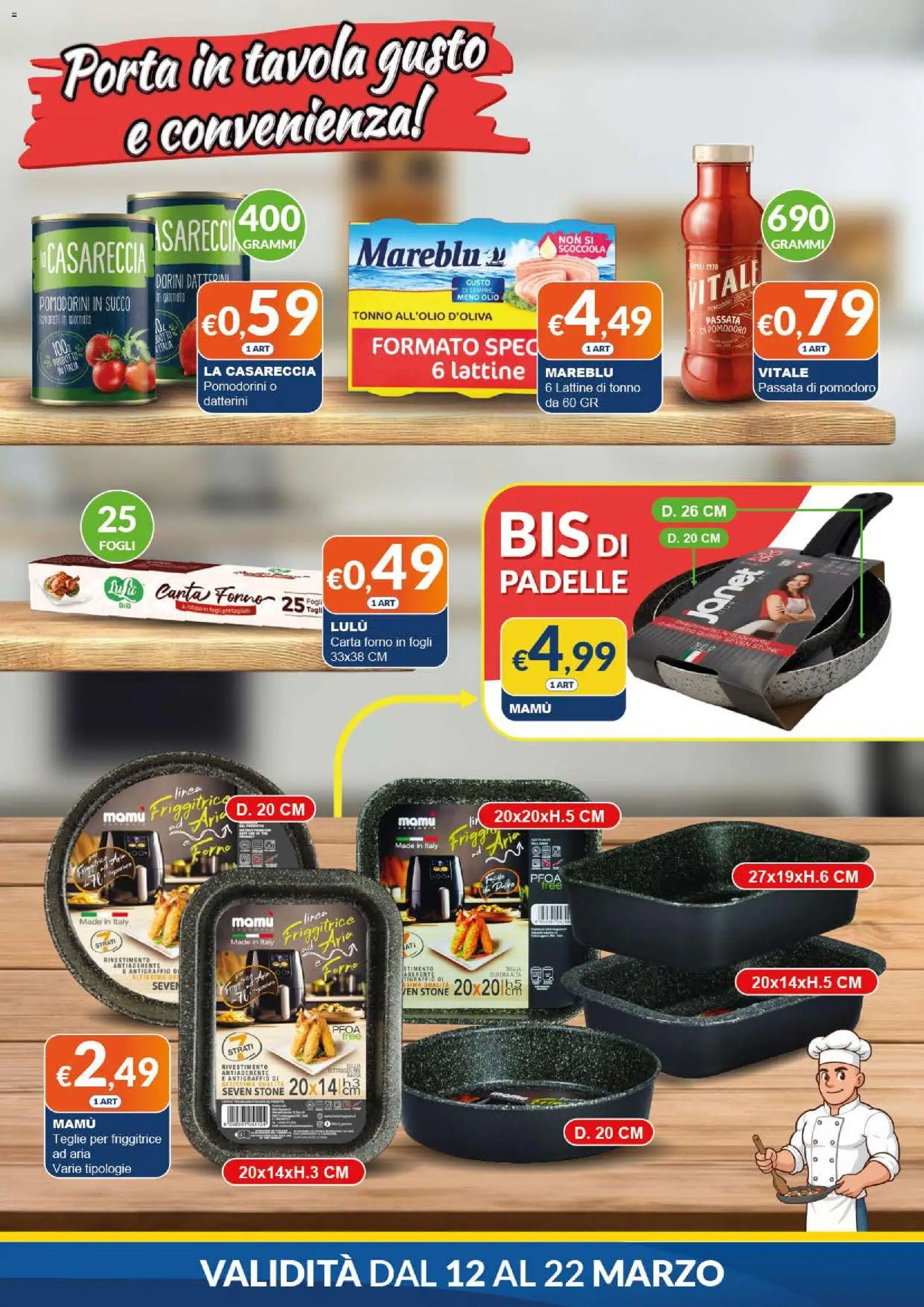 Volantino Mister Risparmio del 12.03.2026 | Pagina: 4 | Prodotti: Pomodorini, Succo, Pomodoro, Friggitrice