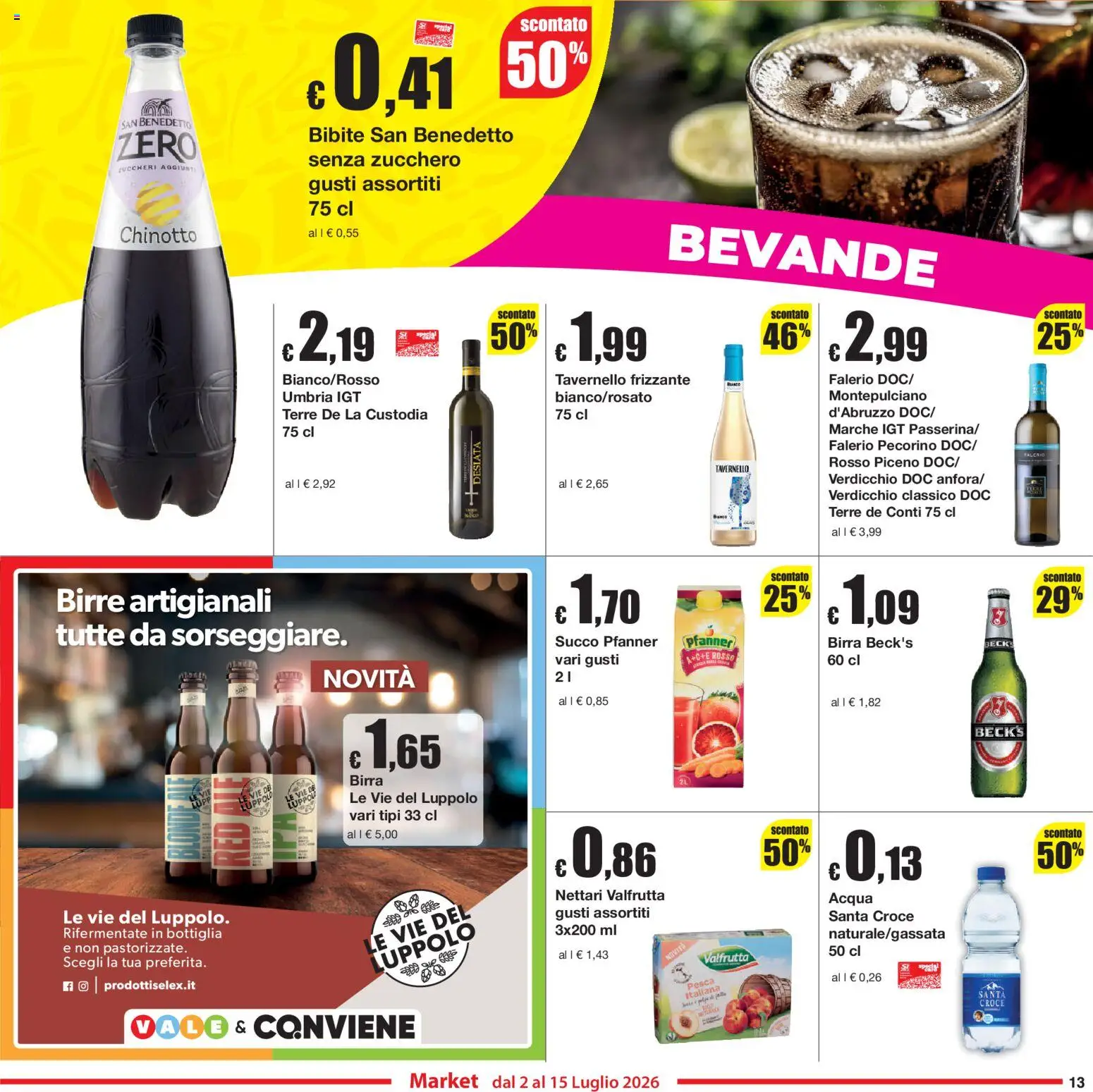Volantino Sì con Te del 02/07/2026 | Pagina: 13 | Prodotti: Succo, Chinotto, Zucchero, Bibite