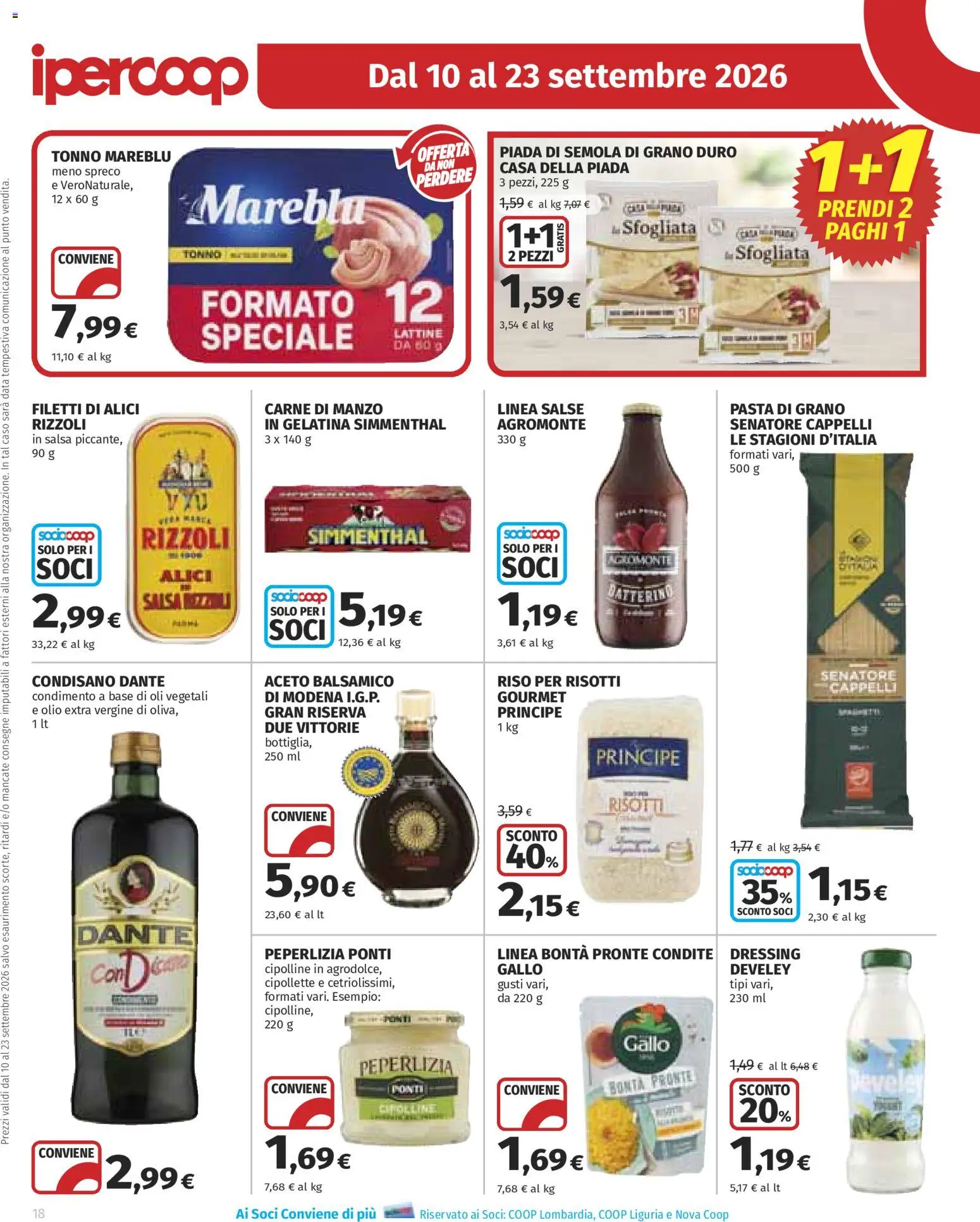 Volantino Ipercoop del 10/09/2026 | Pagina: 18 | Prodotti: Riso, Data, Aceto, Salse