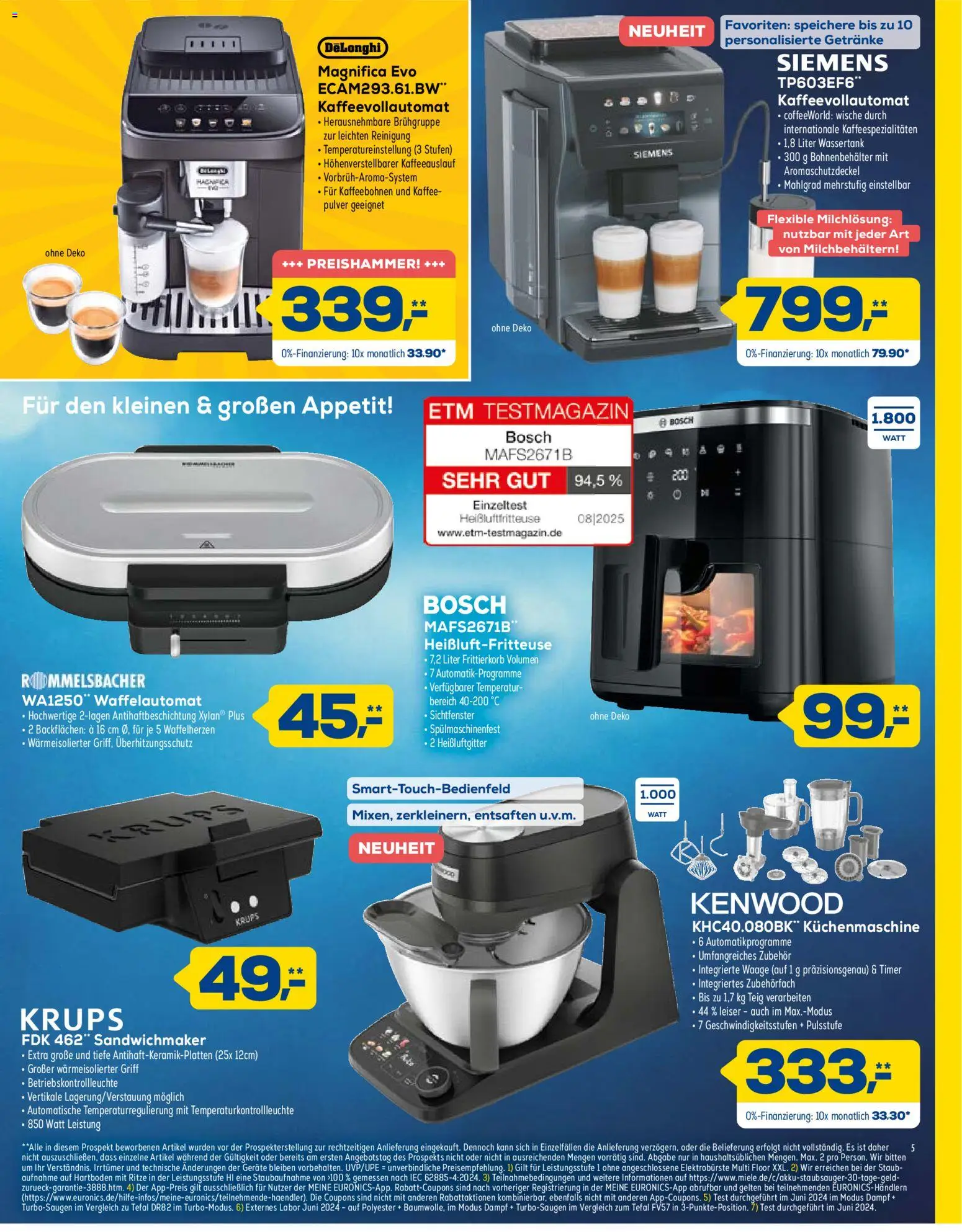 Euronics  Aktueller Prospekt – gültig ab 05.09.2026 | Seite: 5 | Produkte: Siemens, Sandwichmaker, Kaffeevollautomat, Heißluftfritteuse