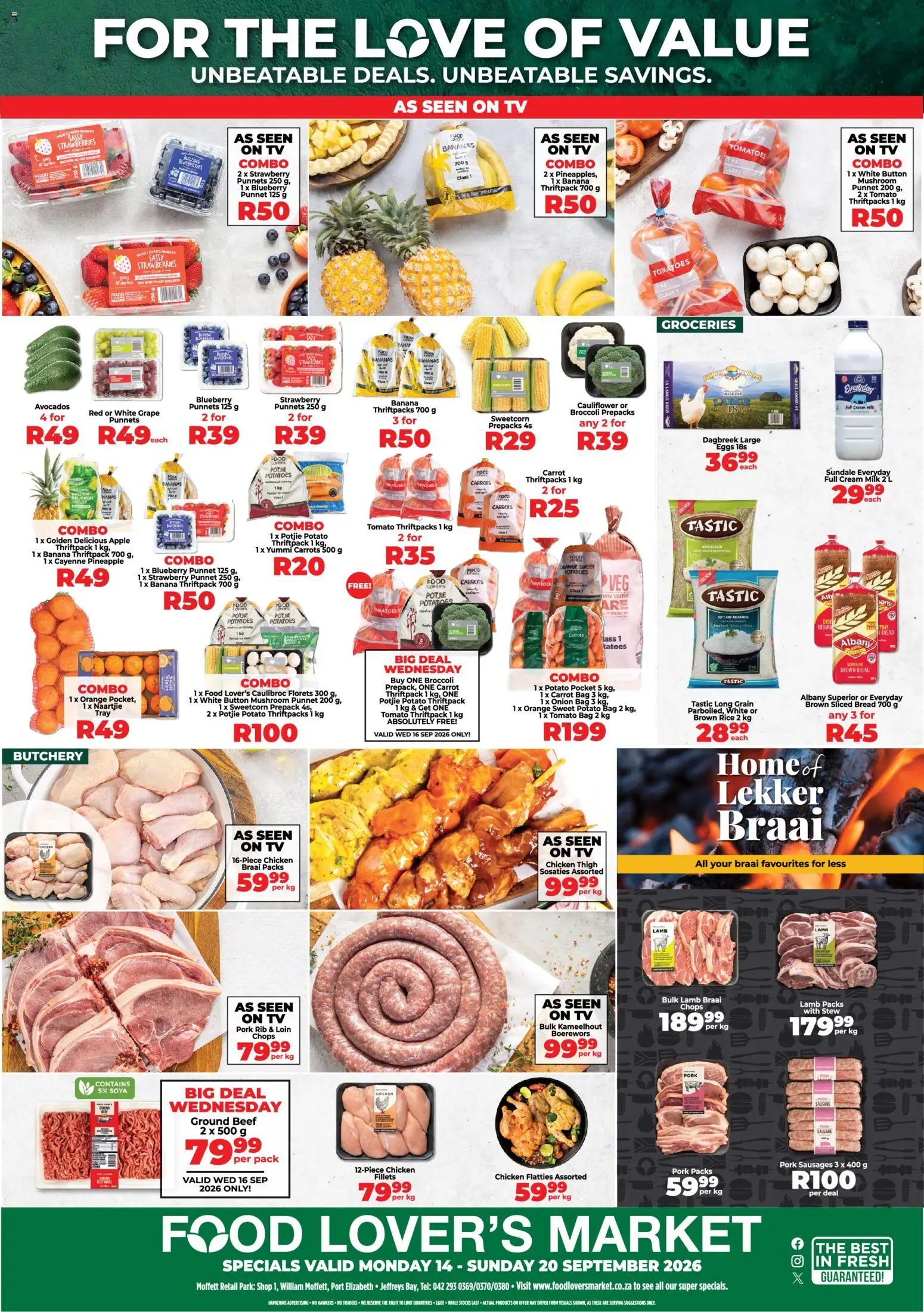 New Food Lover's Market catalogue – valid from 14/09/2026 | Page: 1 | Products: Cauliflower, Pork, Beef, Sausage