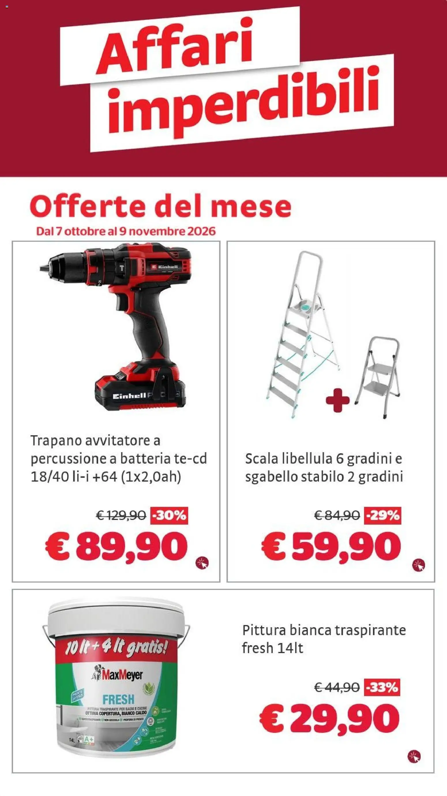 Volantino Brico Center del 07/10/2026 | Pagina: 1 | Prodotti: Avvitatore, Pittura, Scala, Batteria