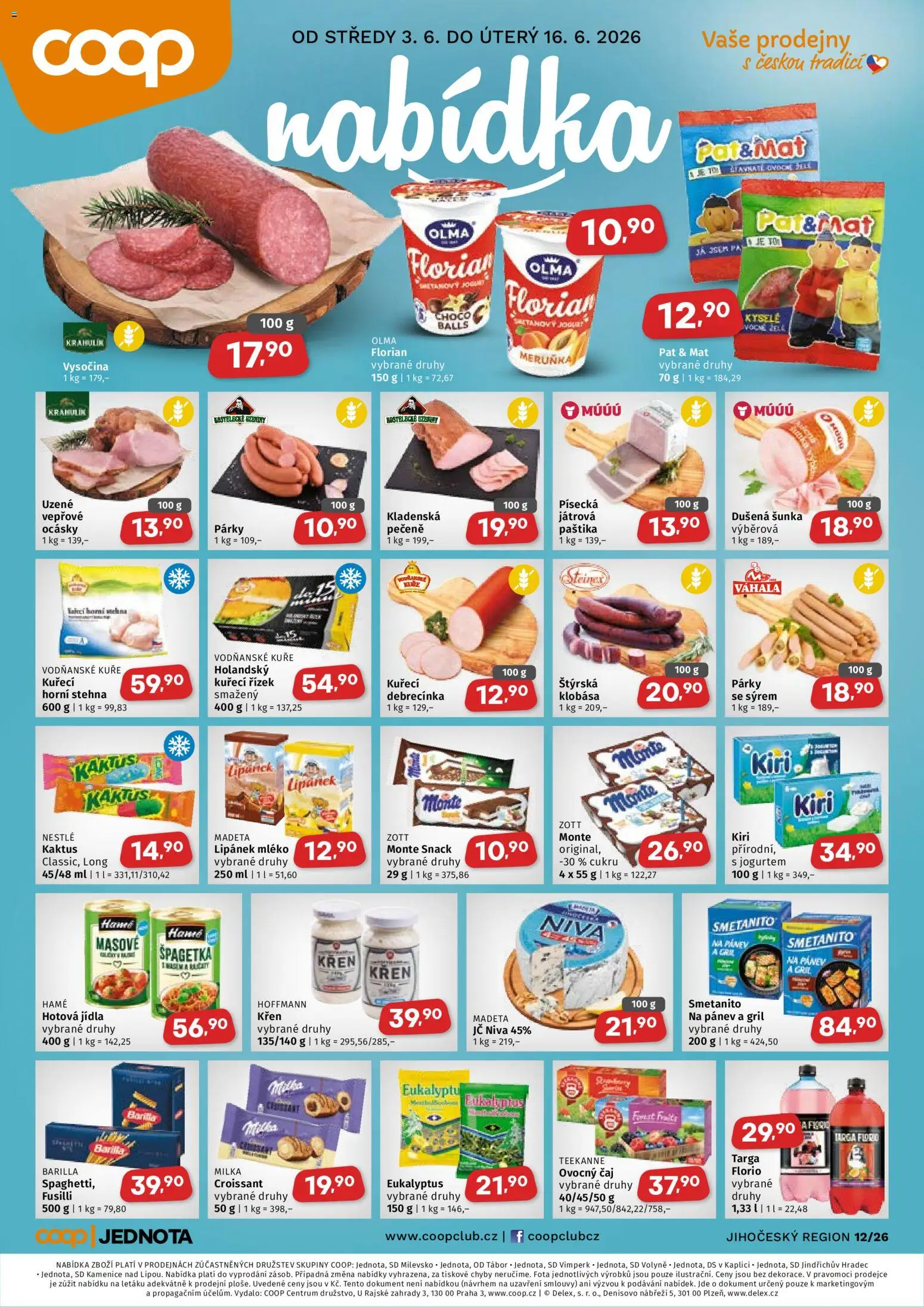 Coop leták - Středočeský region od 03.06.2026 | Strana: 1 | Produkty: Smetanový jogurt, Vysočina, Kuře, Niva