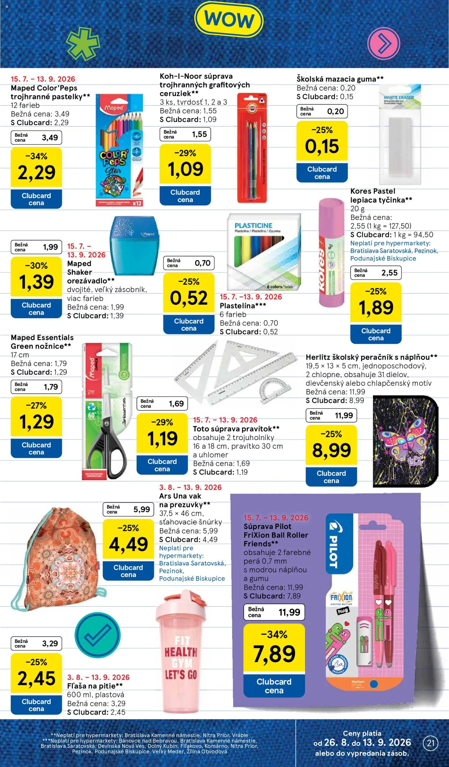 Nové Tesco akcie – leták je platný od 02.09.2026 | Strana: 21 | Produkty: Peračník, Pastelky