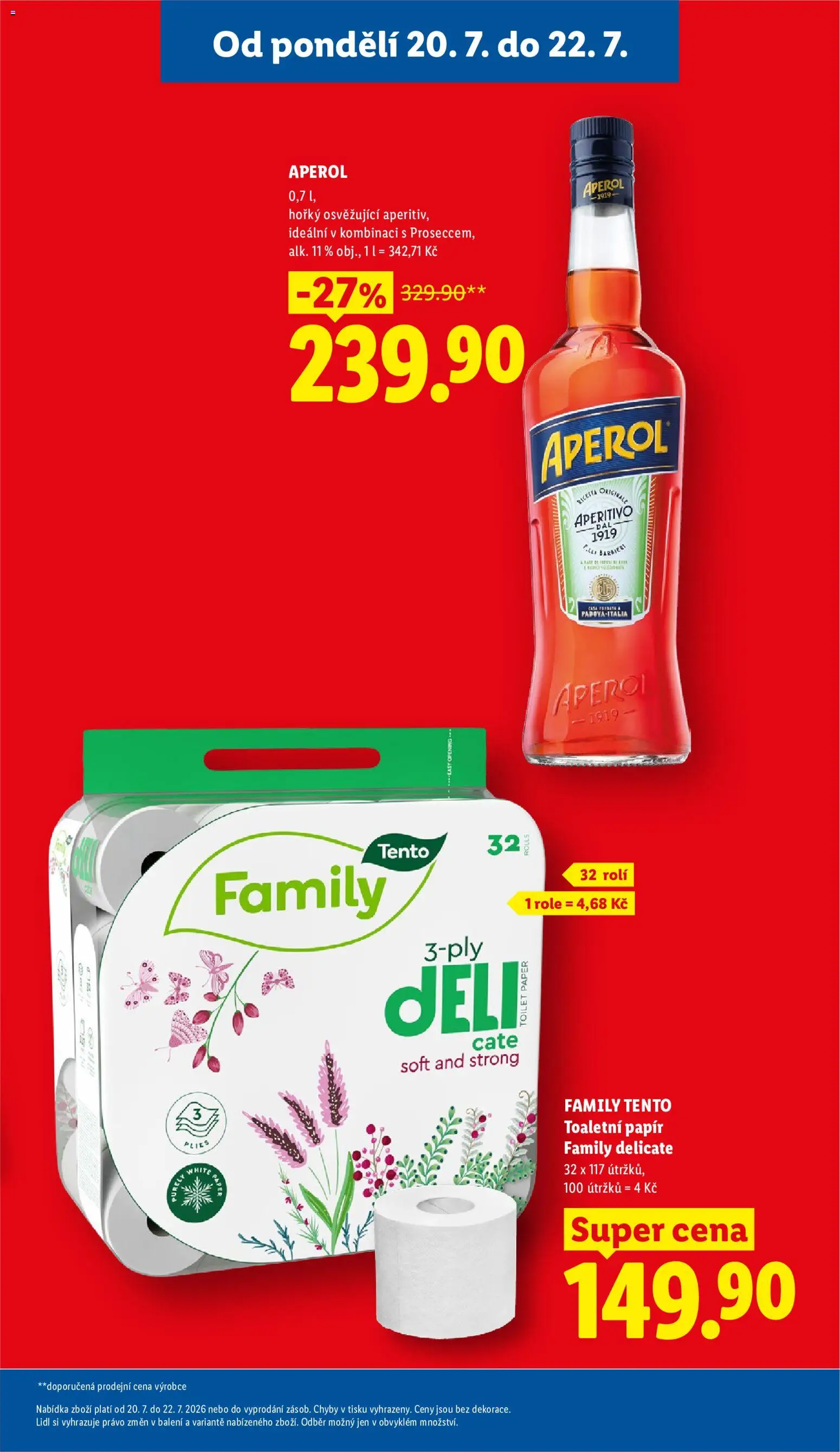Lidl leták od 20.07.2026 | Strana: 9 | Produkty: Toaletní papír, Aperitivo, Aperol