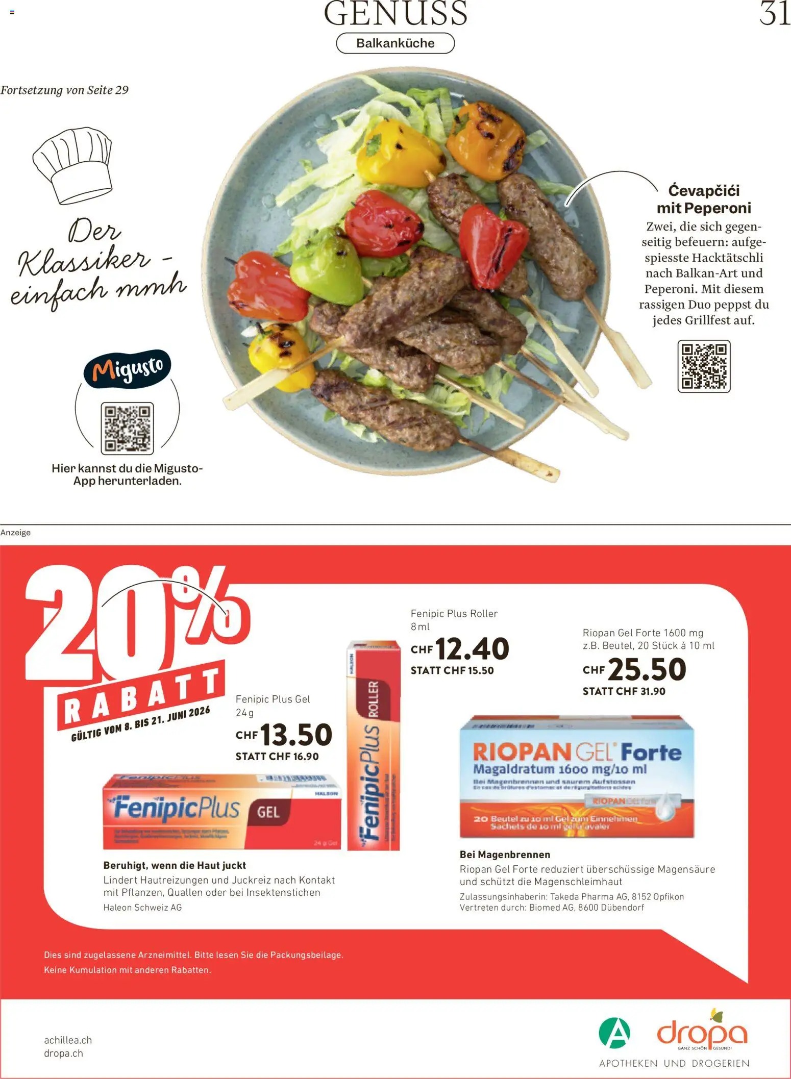 Migros aktionen Magazin – gültig ab 10.06.2026 | Seite: 31 | Produkte: Cevapcici