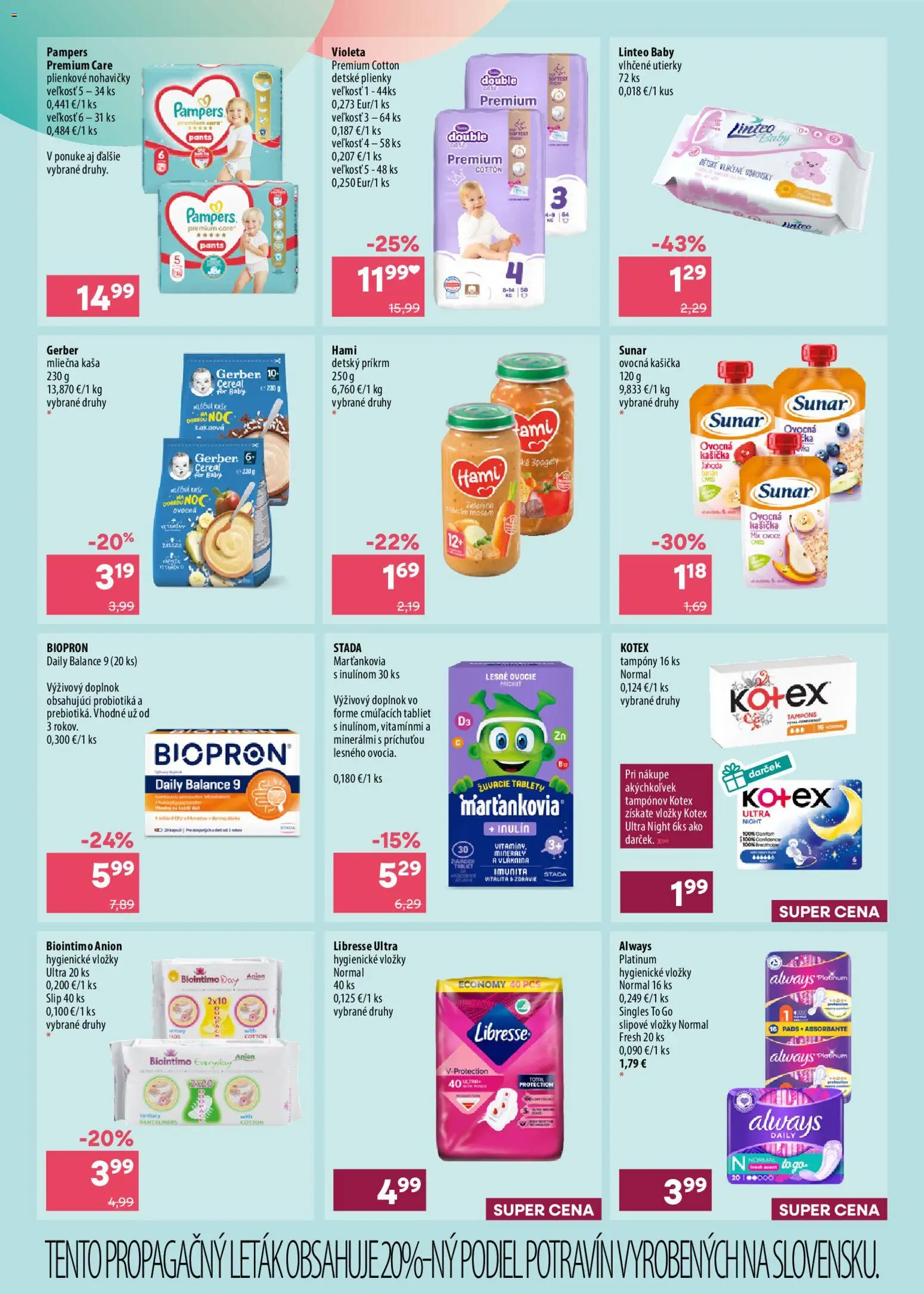 Nové 101 drogerie akcie – leták je platný od 23.09.2026 | Strana: 4 | Produkty: Nohavičky, Kaša, Pampers, Ovocie