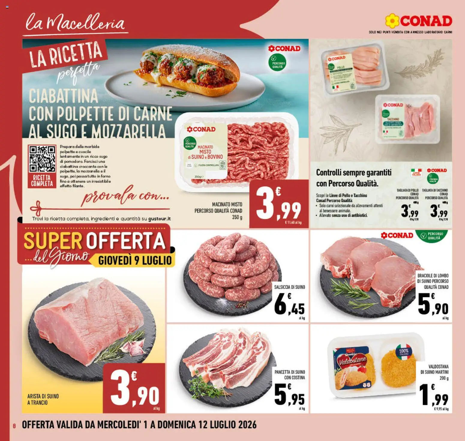 Volantino Conad del 01/07/2026 | Pagina: 8 | Prodotti: Bovino, Pancetta, Forno, Macinato