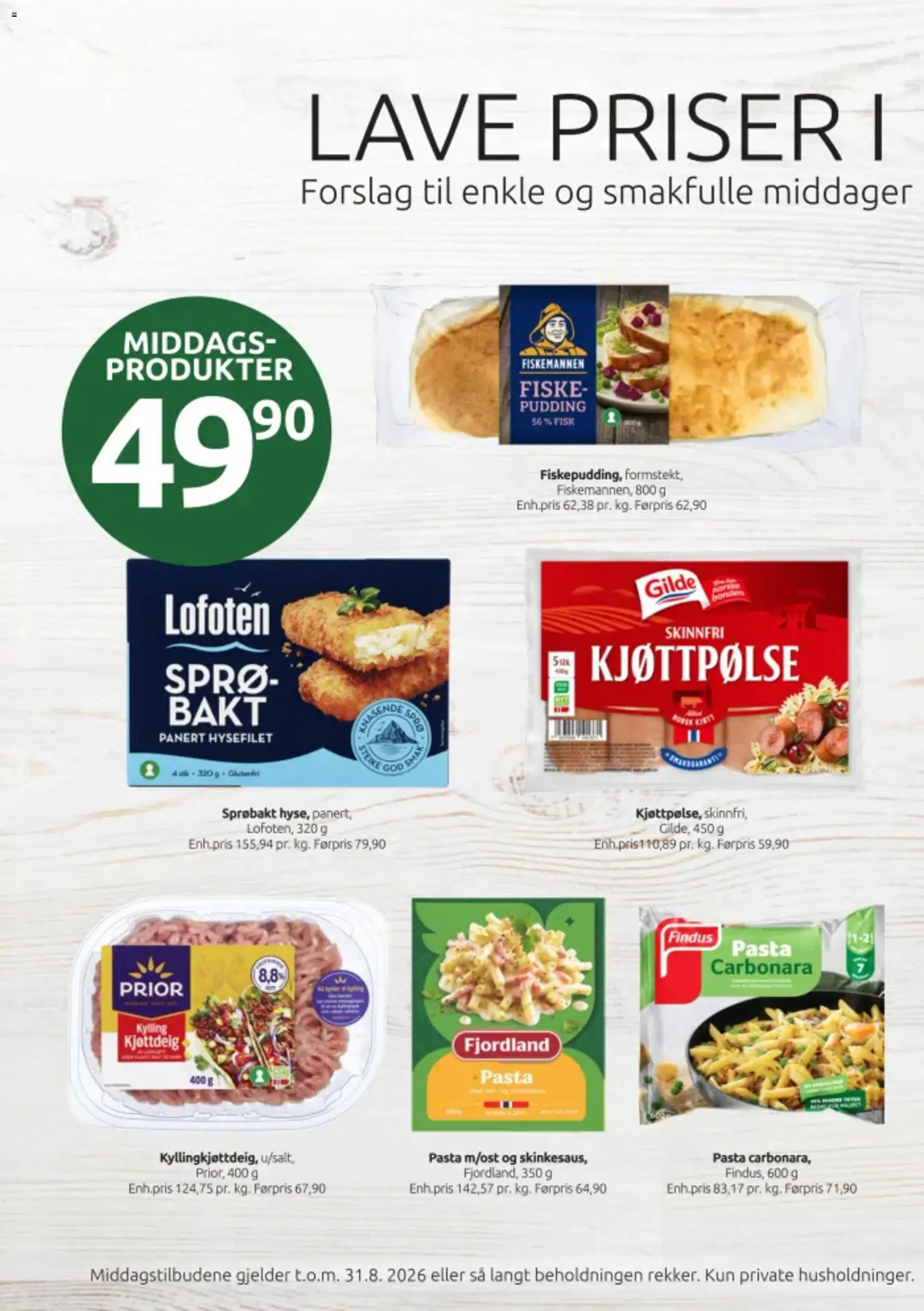 {H1} | Side: 2 | Produkter: Fjordland, Kylling, Pasta, Kjøttdeig