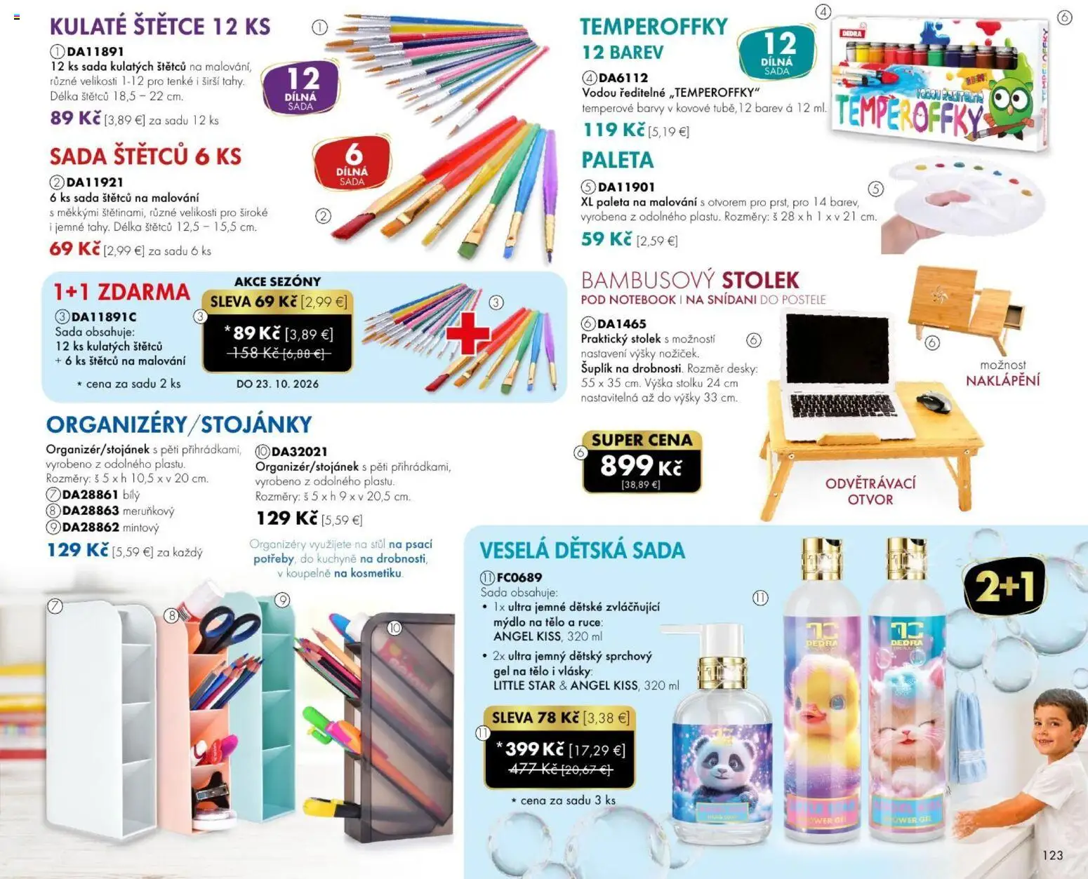 Nové Dedra akcie – leták je platný od 01.08.2026 | Strana: 23 | Produkty: Postele, Mydlo, Sprchový gél, Notebook
