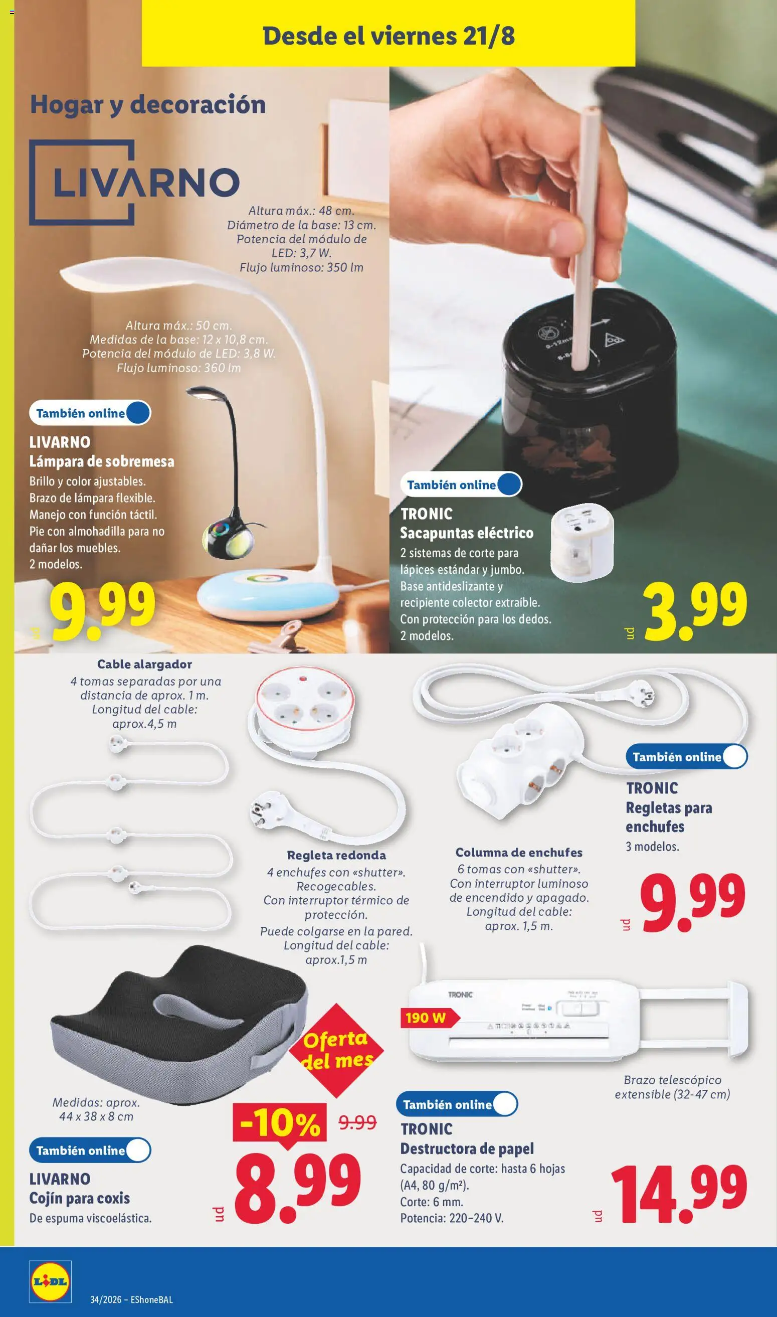 Lidl folleto de bazar │ válido desde el 17/08/2026 | Página: 24 | Productos: Cable, Sacapuntas, Decoración, Lámpara